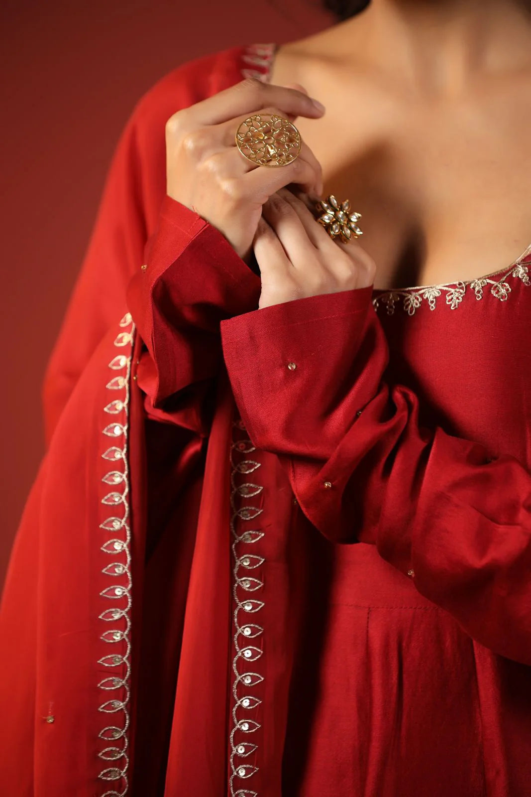 Rustic Red Anarkali Set