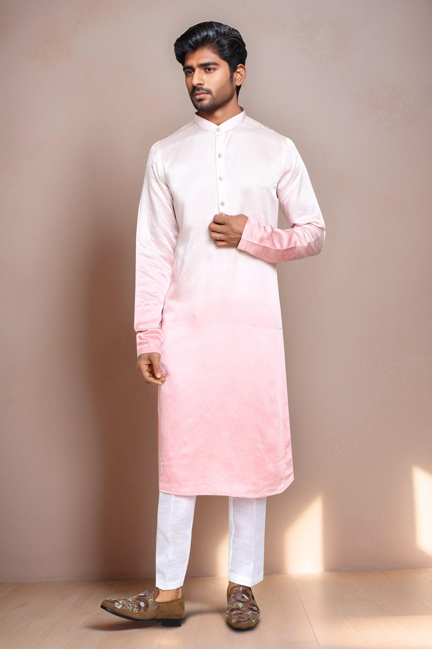 Kurta Set Pink Satin Silk Ombre