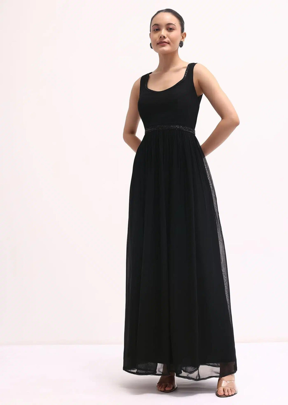 Anarkali Style Black Georgette Set With Embroidery