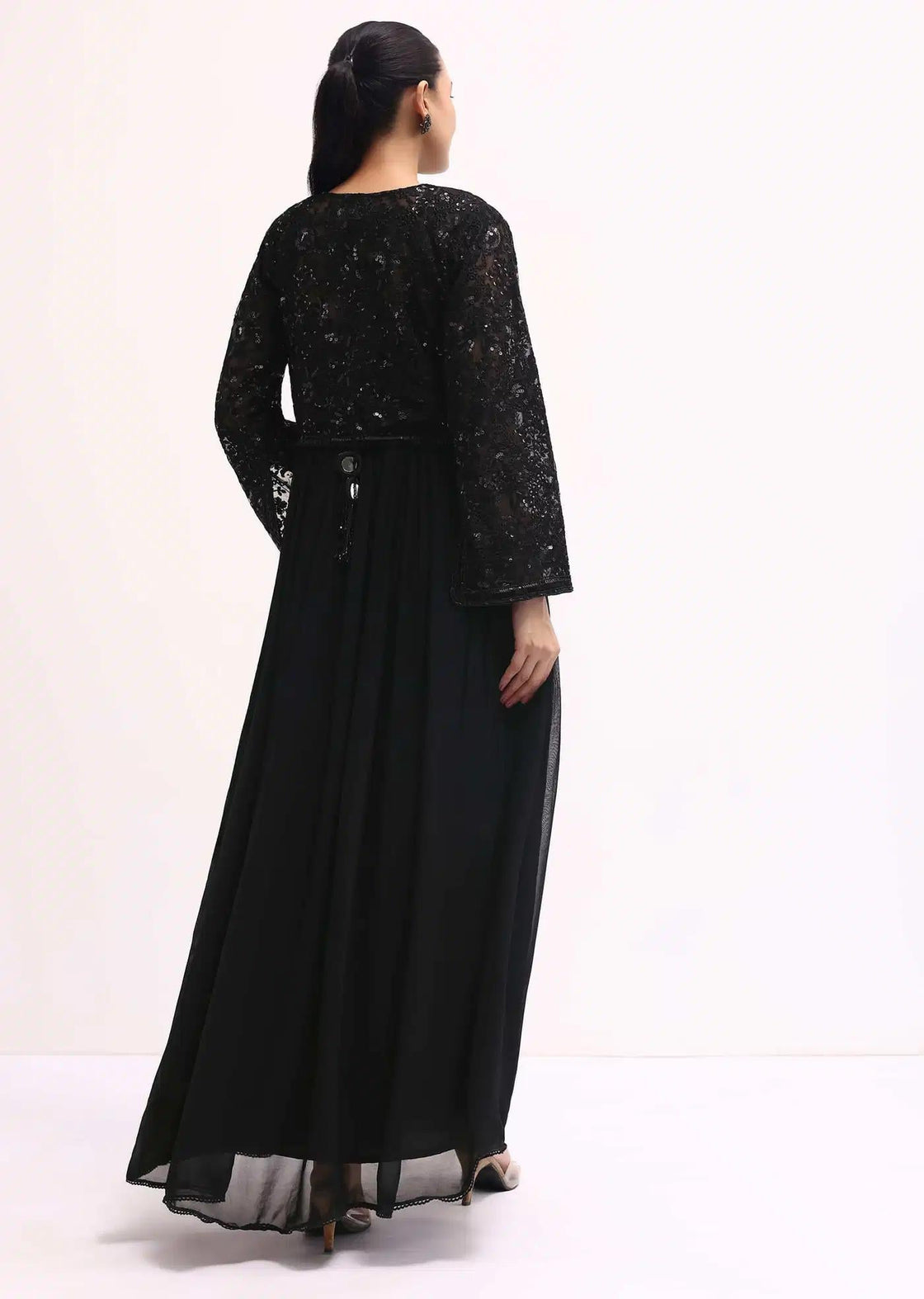 Anarkali Style Black Georgette Set With Embroidery