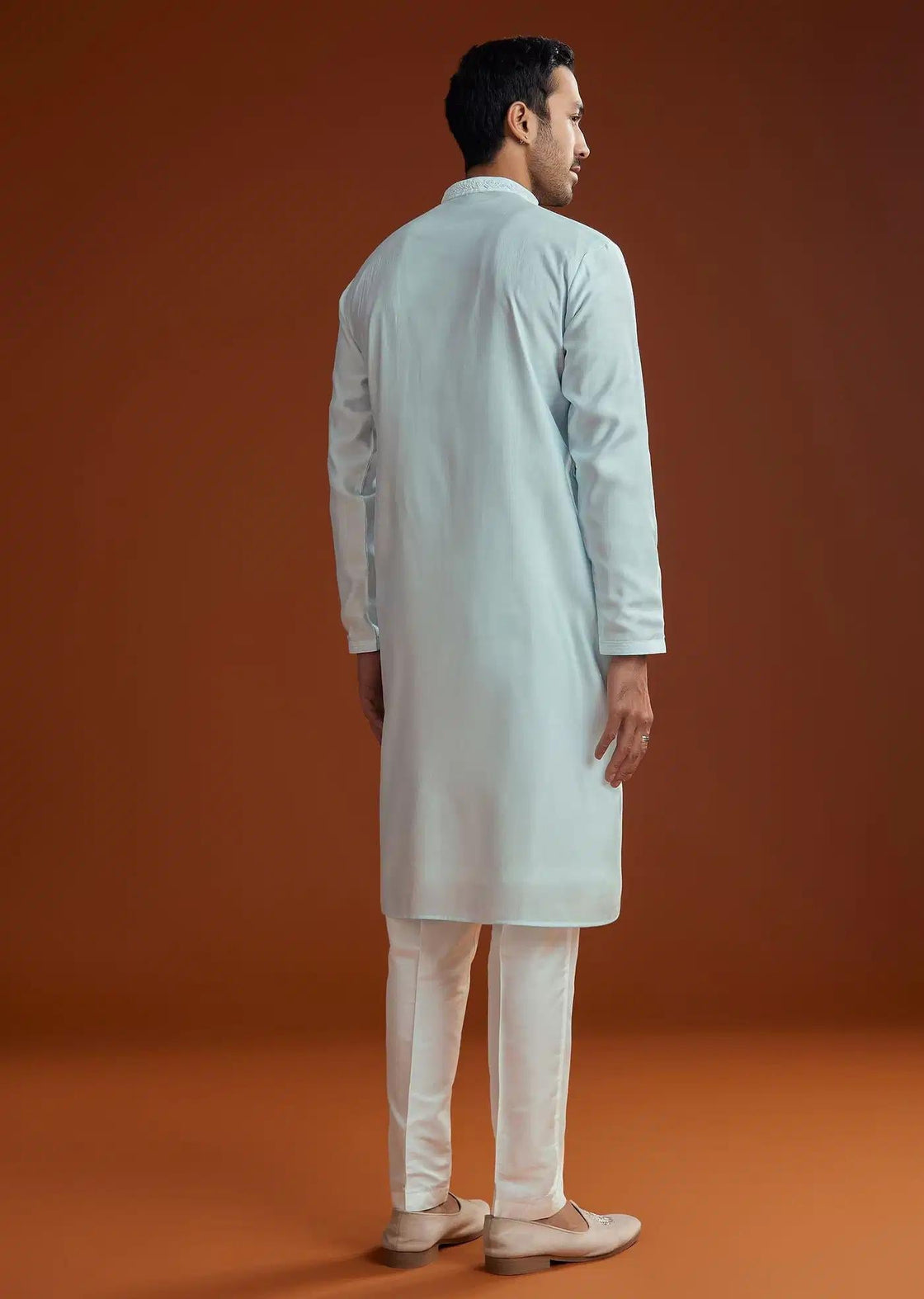 Aqua Blue Silk Embroidered Kurta Set Elegant Designer Kurta Sets