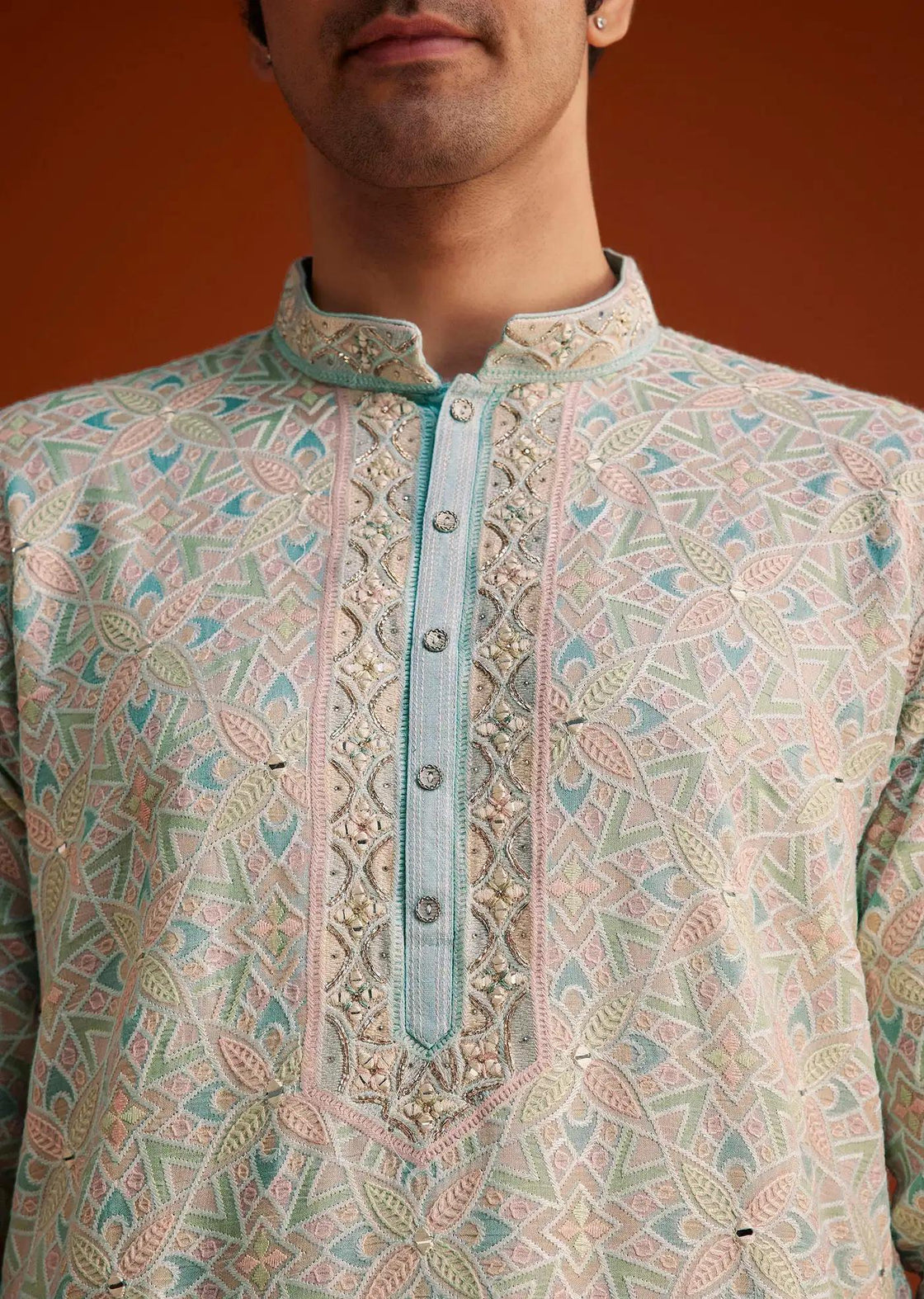 Aqua Blue Silk Kurta Set With Hand Embroidery Elegant Designer Kurta Sets
