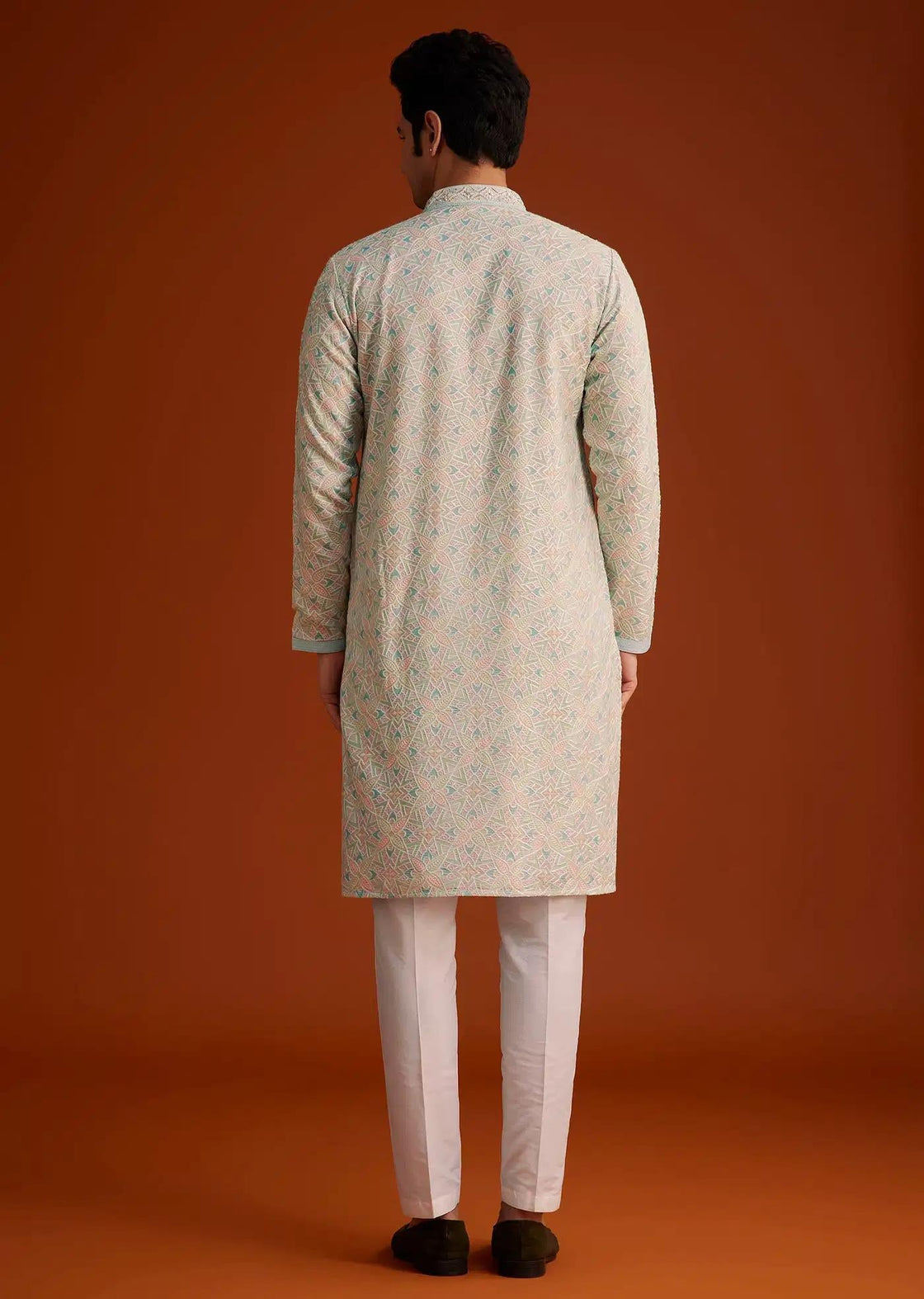 Aqua Blue Silk Kurta Set With Hand Embroidery Elegant Designer Kurta Sets