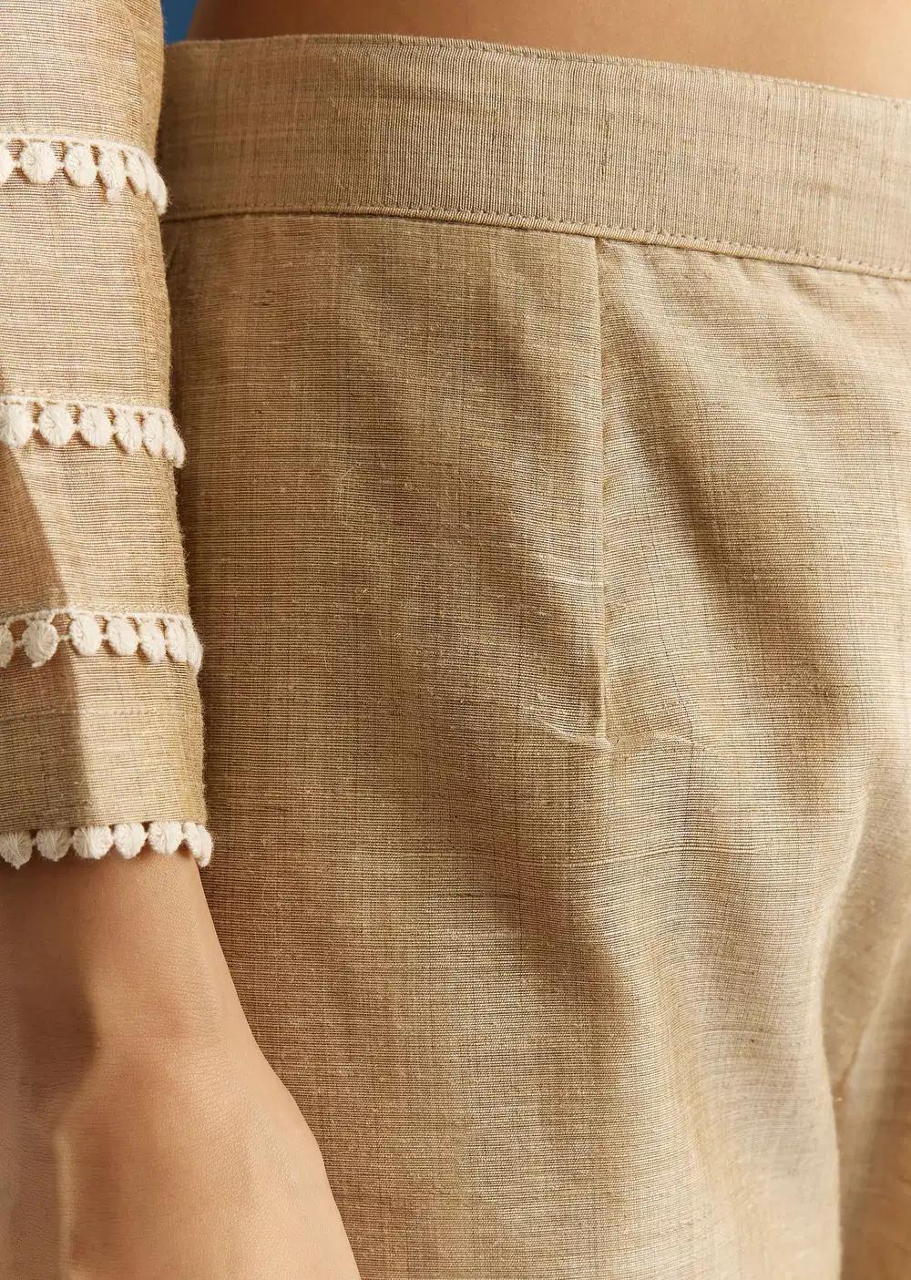 Beige Jamdani Kurta Ensemble With Thread And Sequins Work Outfit