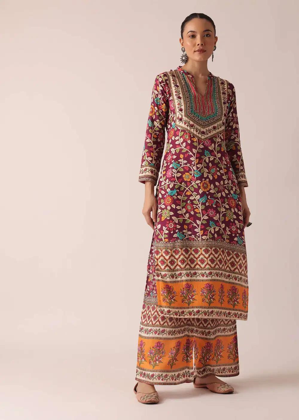 Beige Kurta And Pant Ensemble With Printed Motifs Outfit