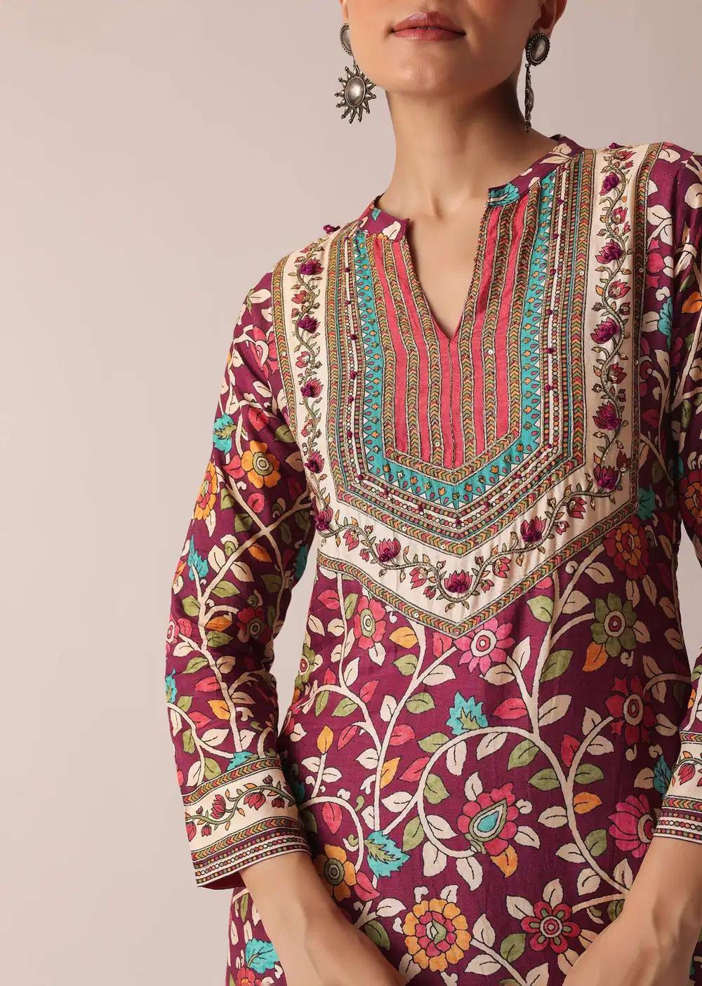 Beige Kurta And Pant Ensemble With Printed Motifs Outfit