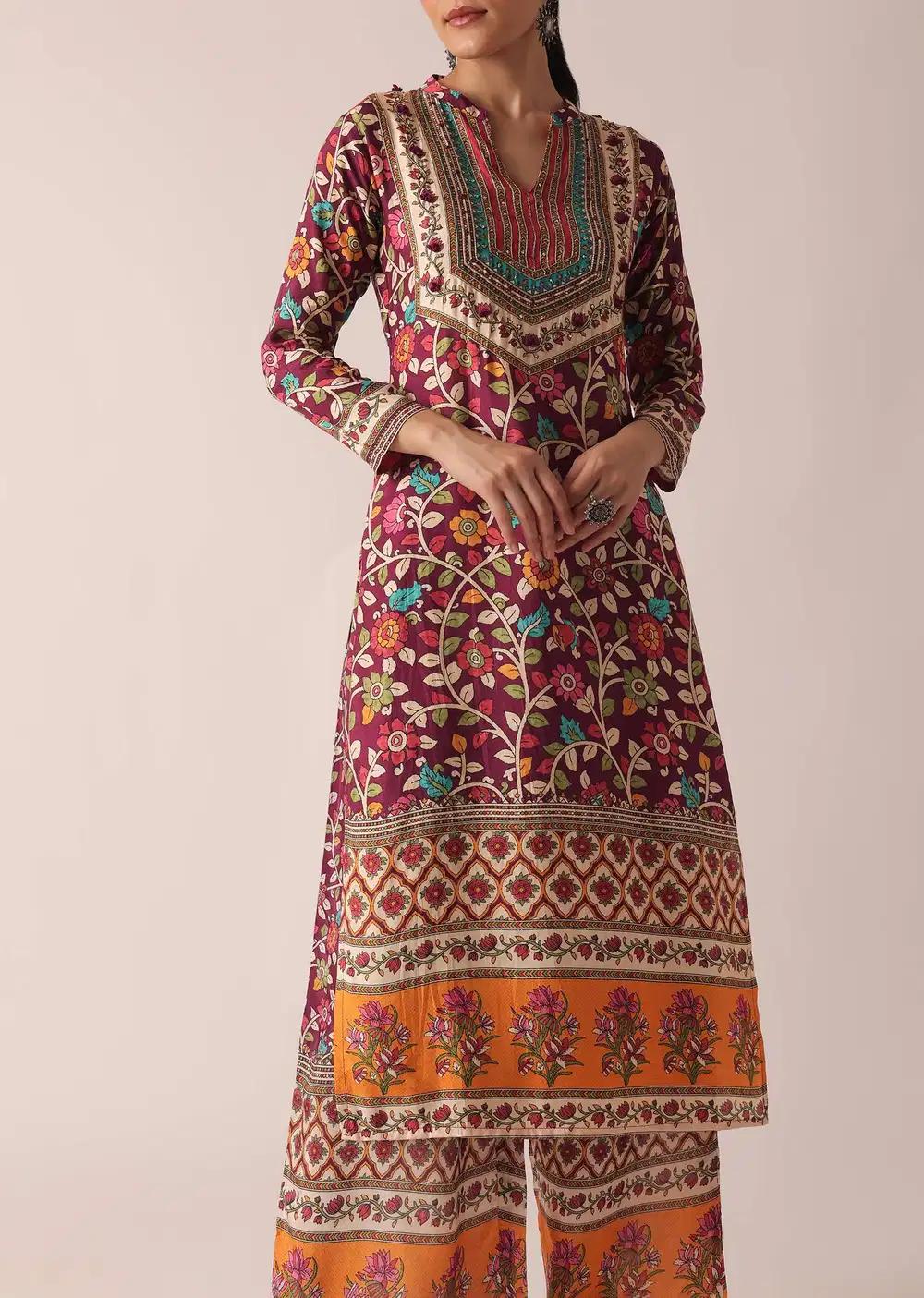 Beige Kurta And Pant Ensemble With Printed Motifs Outfit