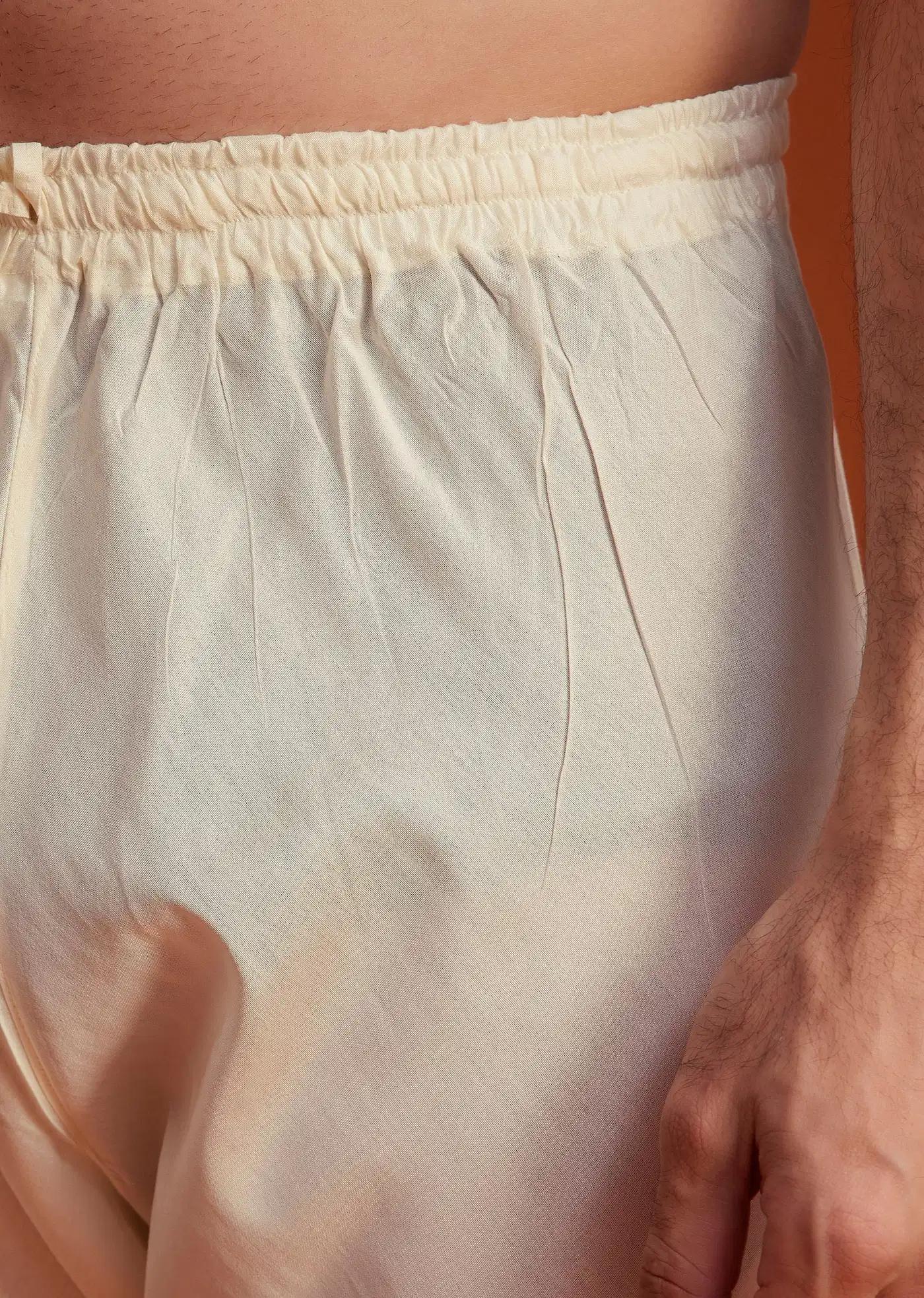 Beige Minimal Embroidered Kurta Pajama Set Elegant Designer Kurta Sets