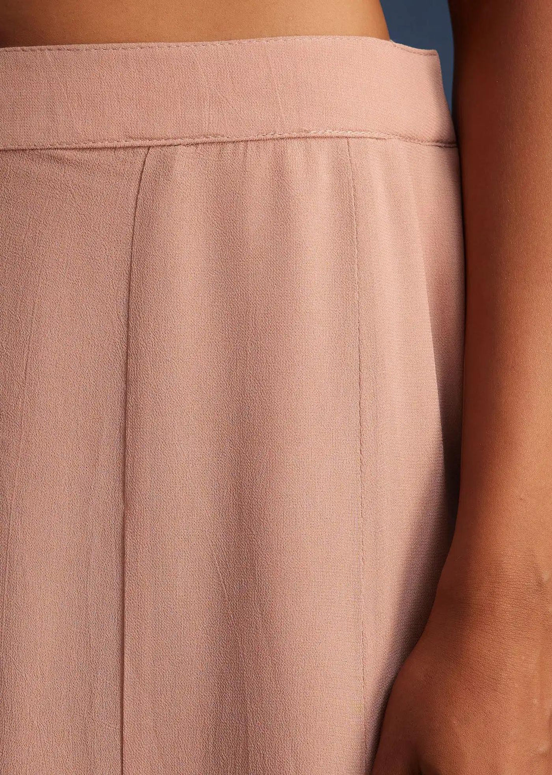 Beige Silk Tunic Ensemble Featuring Georgette Palazzo Trousers