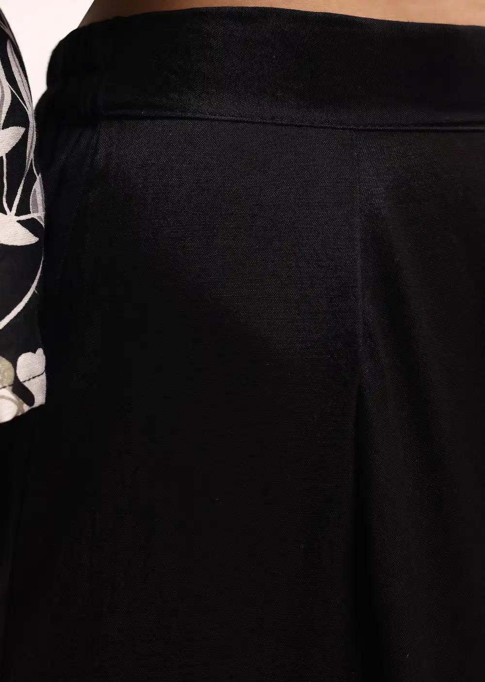 Black Abstract Printed Chanderi Kurta Palazzo Ensemble Outfit