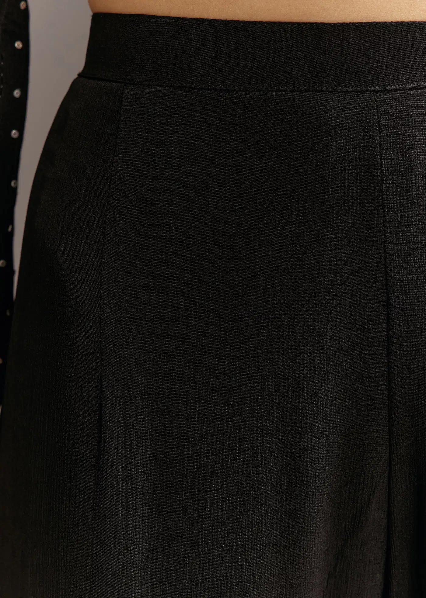 Black Cutdana Sequins Tunic Featuring Chinon Sharara Trousers Drape