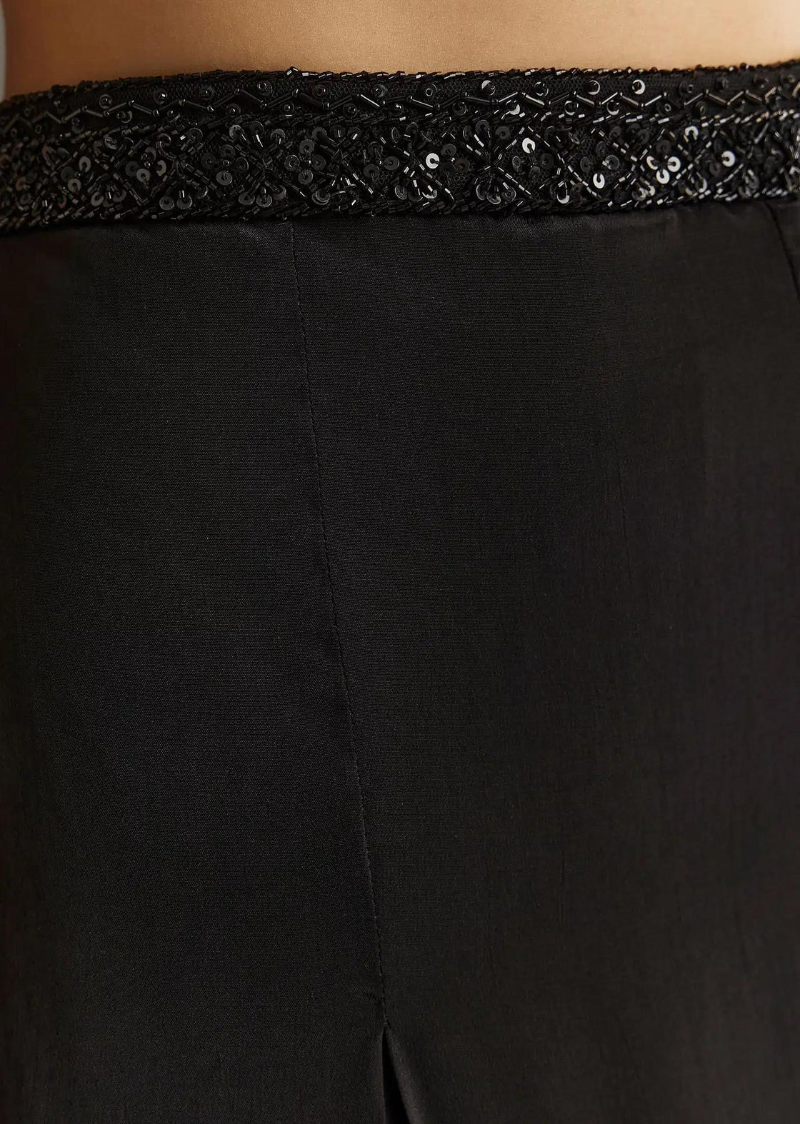 Black Embroidered Palazzo Set With Croptop And Choker Dupatta