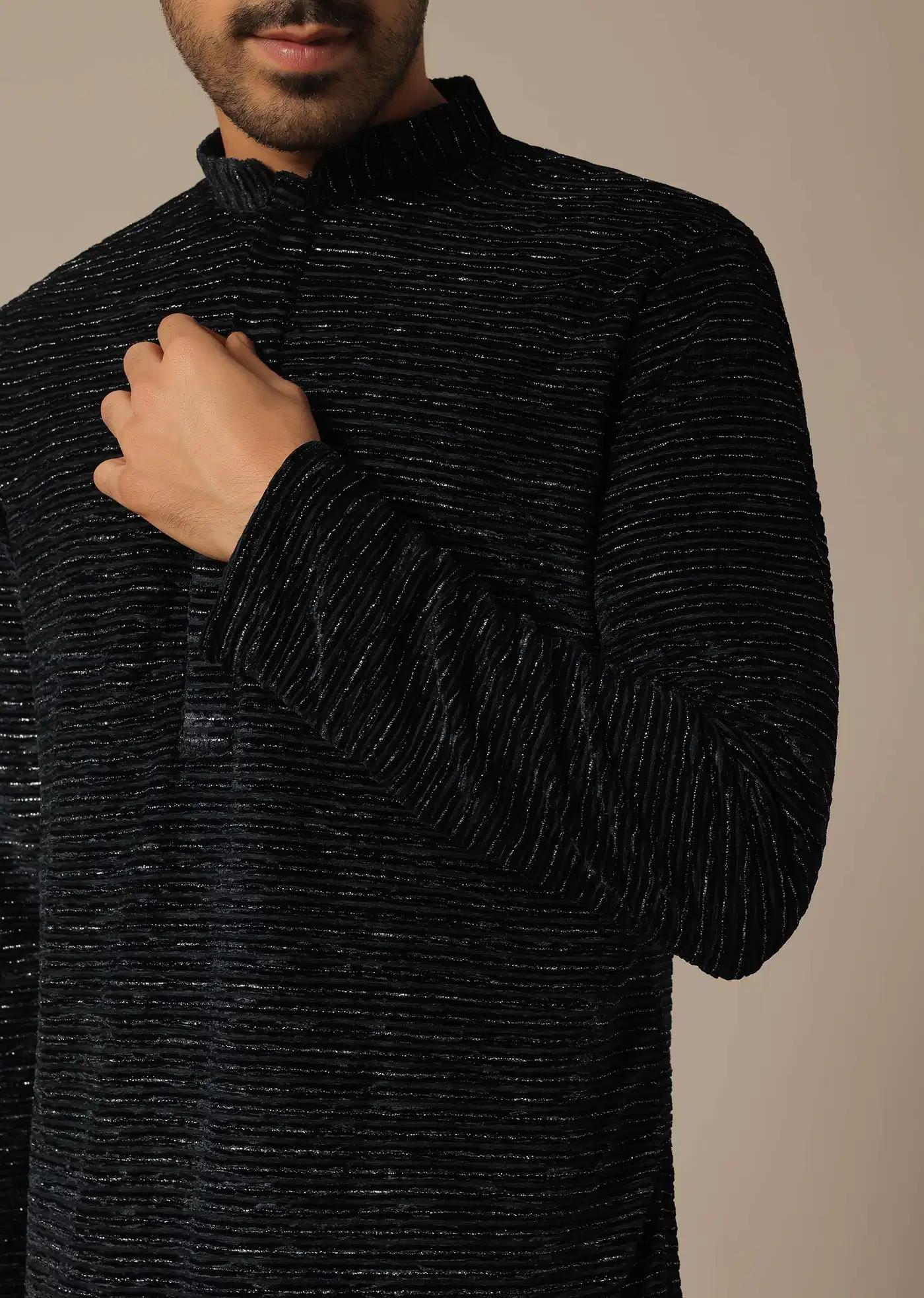 Black Kurta Set In Silk With Sequin Embroidery Elegant Designer Kurta Sets