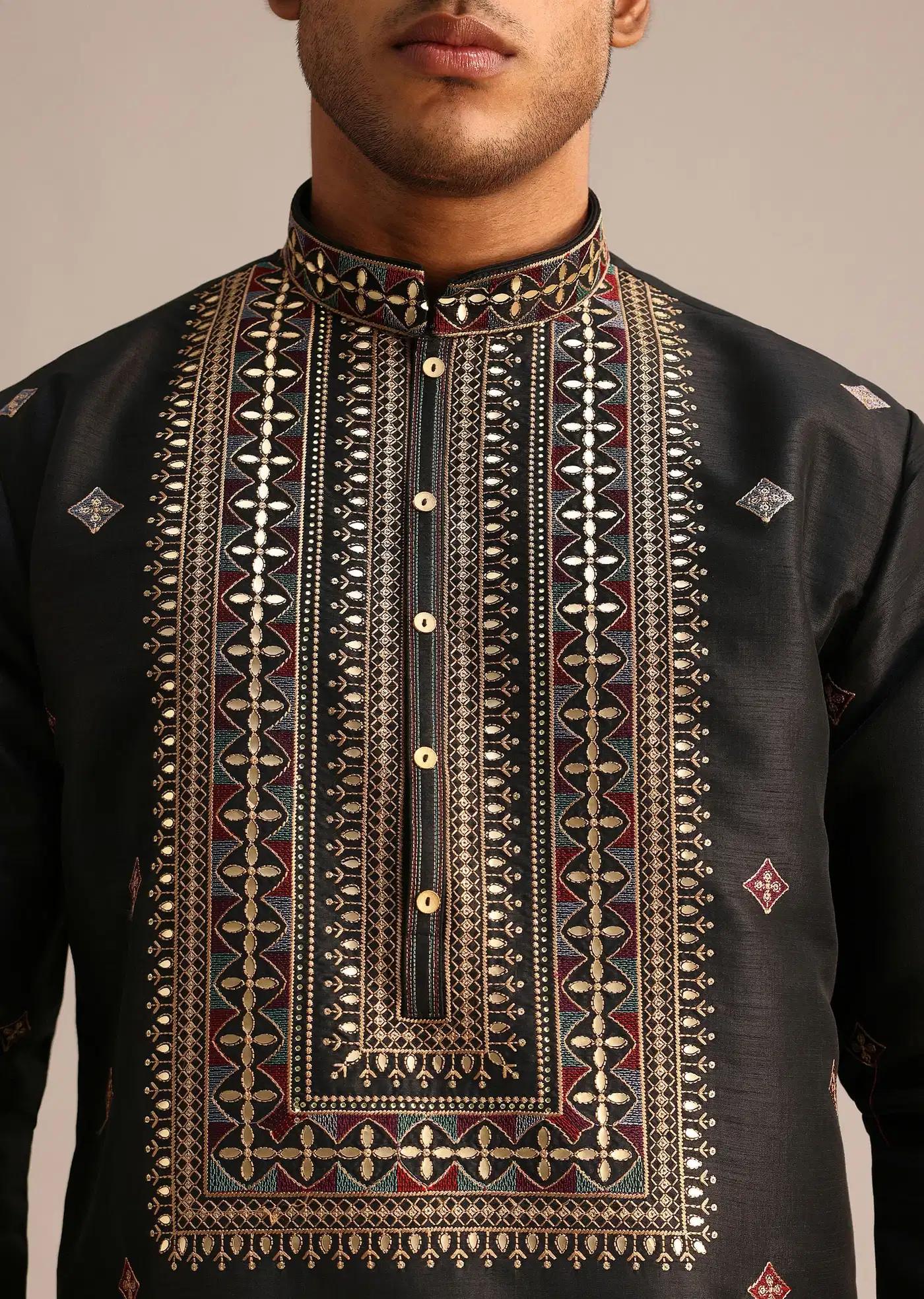Black Mirror Work Kurta Set Elegant Designer Kurta Sets