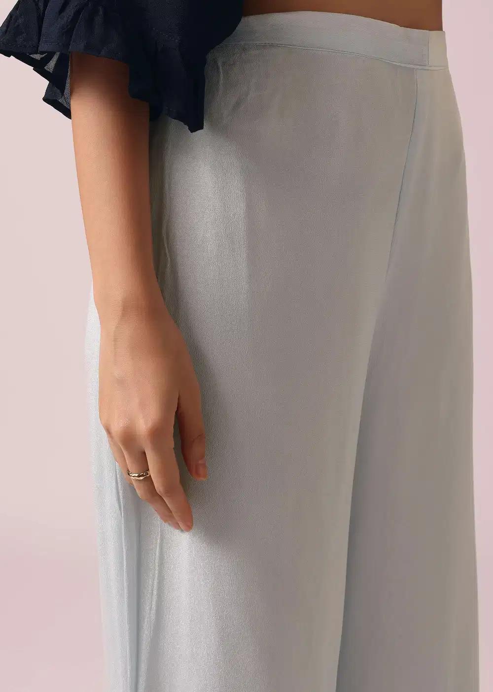 Blue Colorblock Kaftan And Palazzo Ensemble