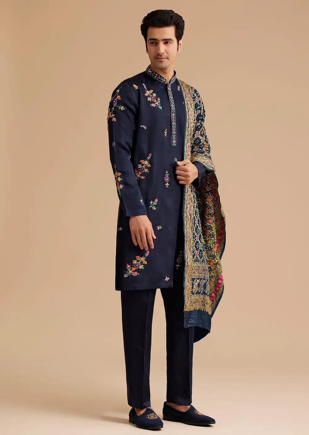 Blue Embroidered Kurta Set With Dupatta Elegant Designer Kurta Sets