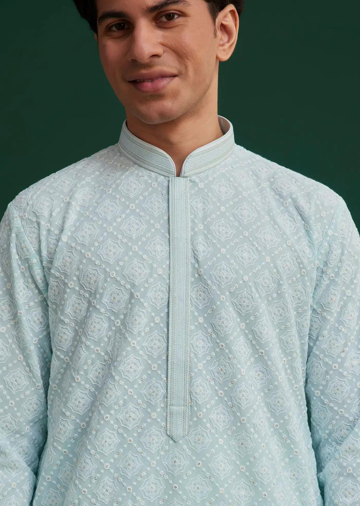 Blue Georgette Embroidered Kurta Set Elegant Designer Kurta Sets