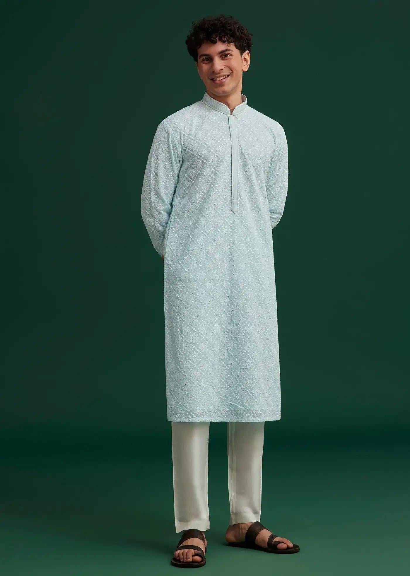 Blue Georgette Embroidered Kurta Set Elegant Designer Kurta Sets