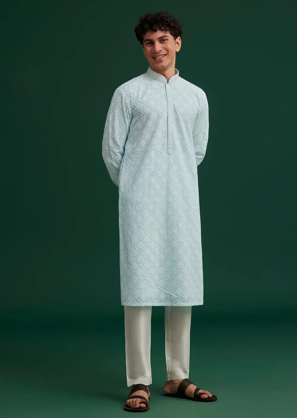 Blue Georgette Embroidered Kurta Set Elegant Designer Kurta Sets