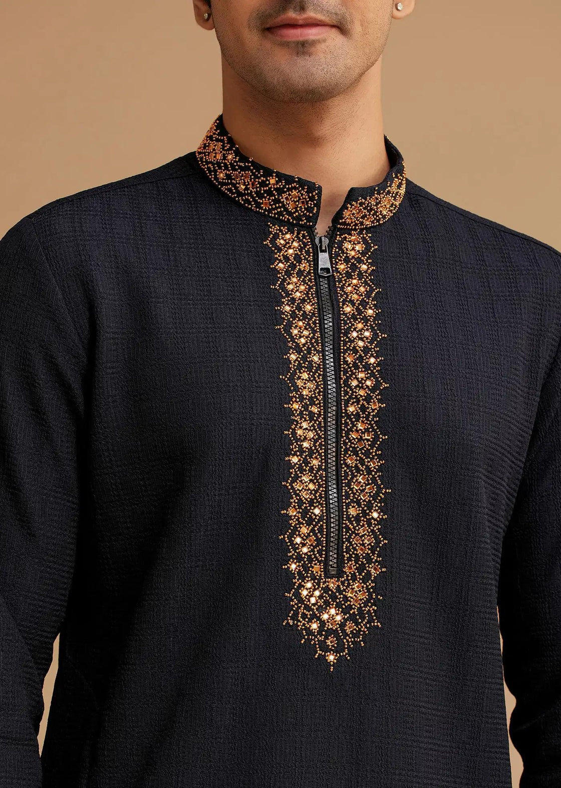 Blue Kurta Set With Moti And Mirror Embroidery Elegant Designer Kurta Sets