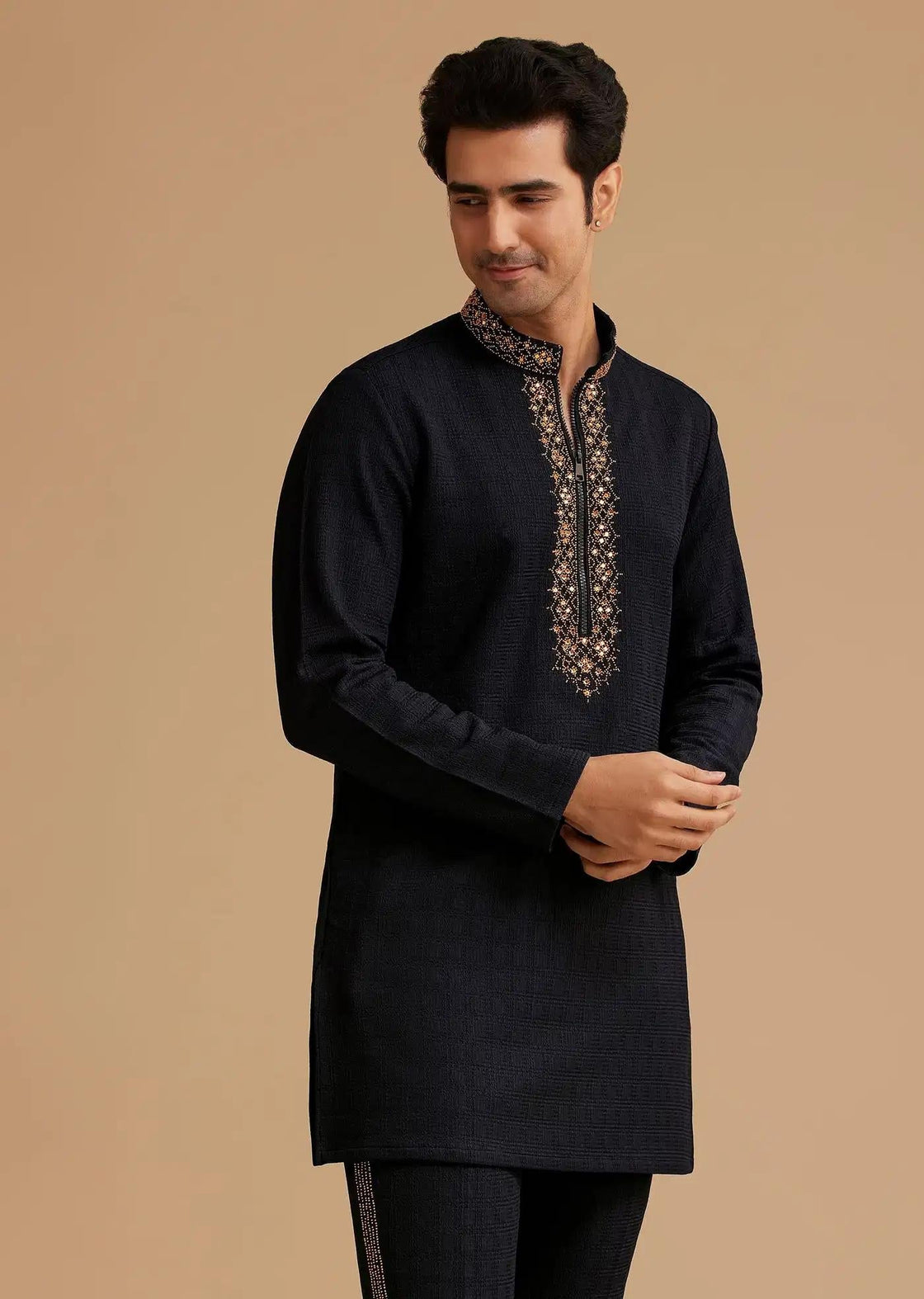 Blue Kurta Set With Moti And Mirror Embroidery Elegant Designer Kurta Sets