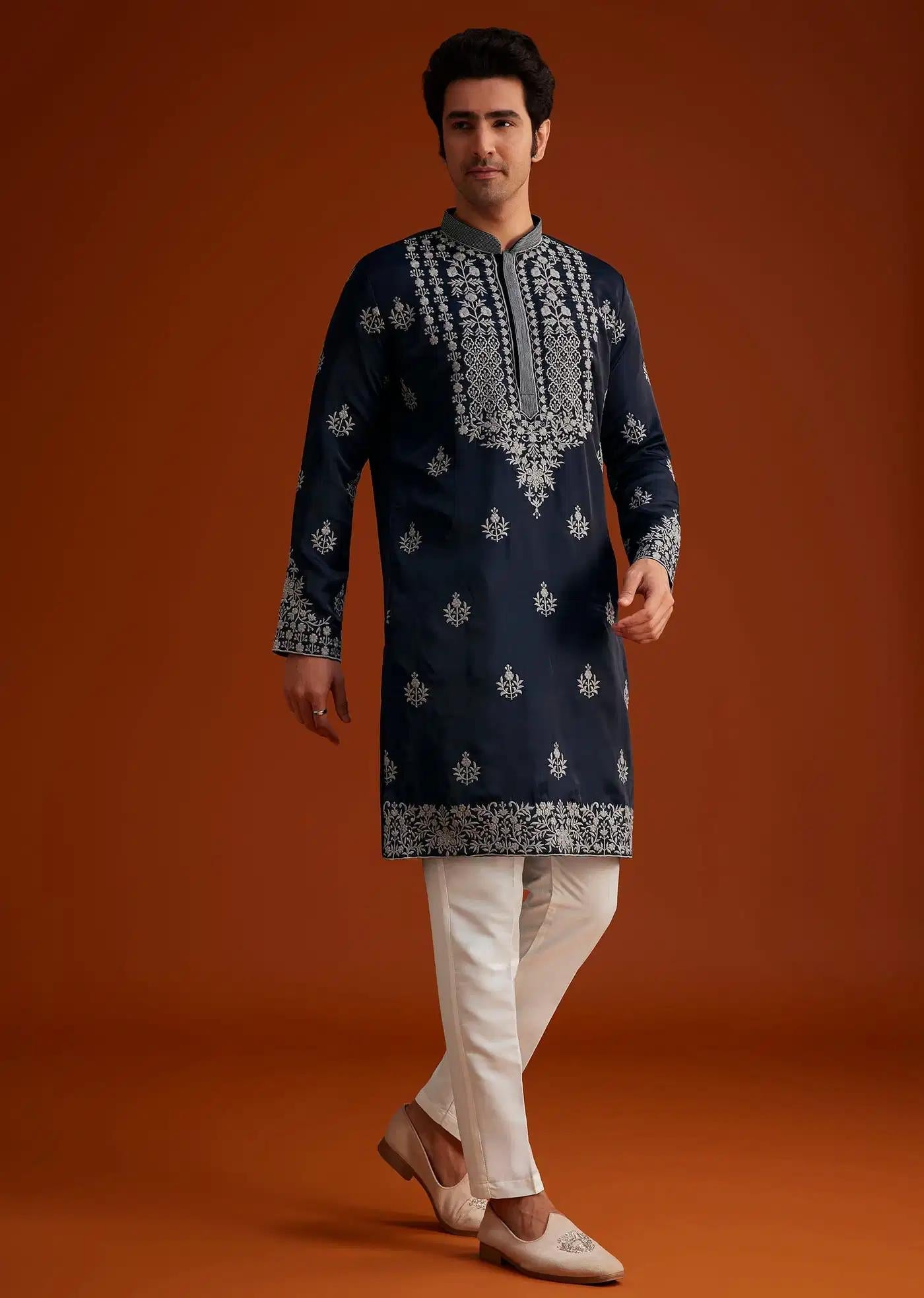 Blue Kurta With Resham Embroidery Elegant Designer Kurta Sets