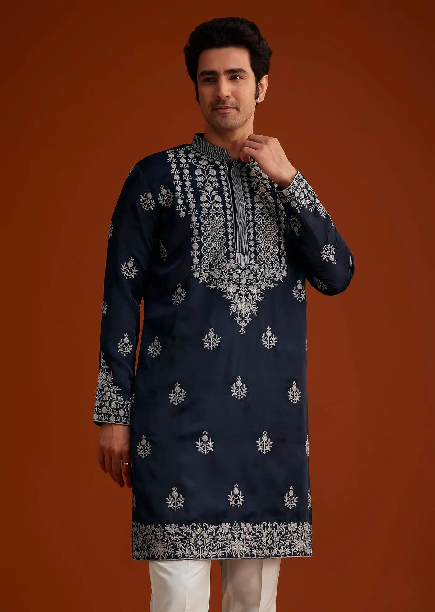 Blue Kurta With Resham Embroidery Elegant Designer Kurta Sets