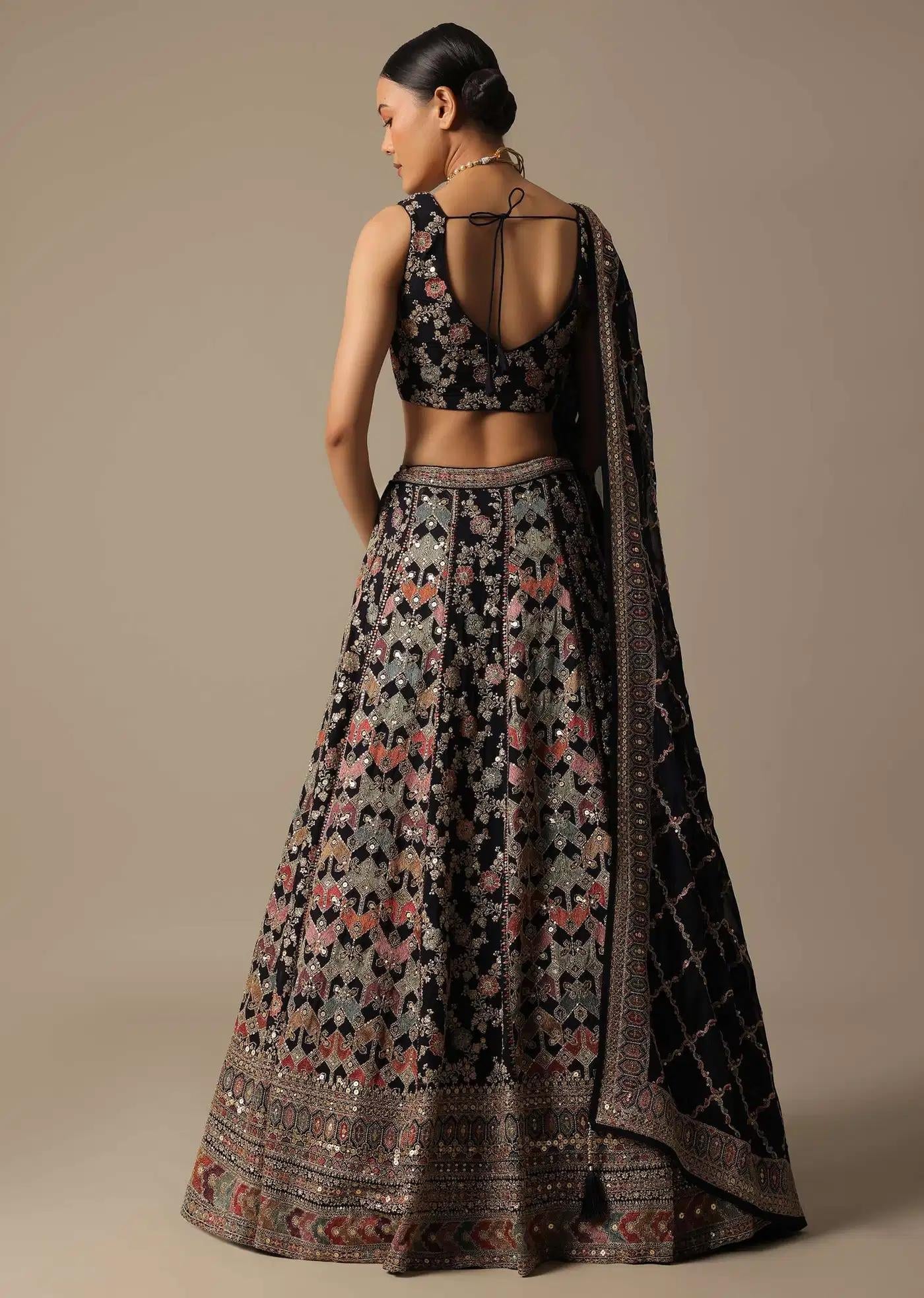 Blue Lehenga Skirt Ensemble Featuring Cutdana Work