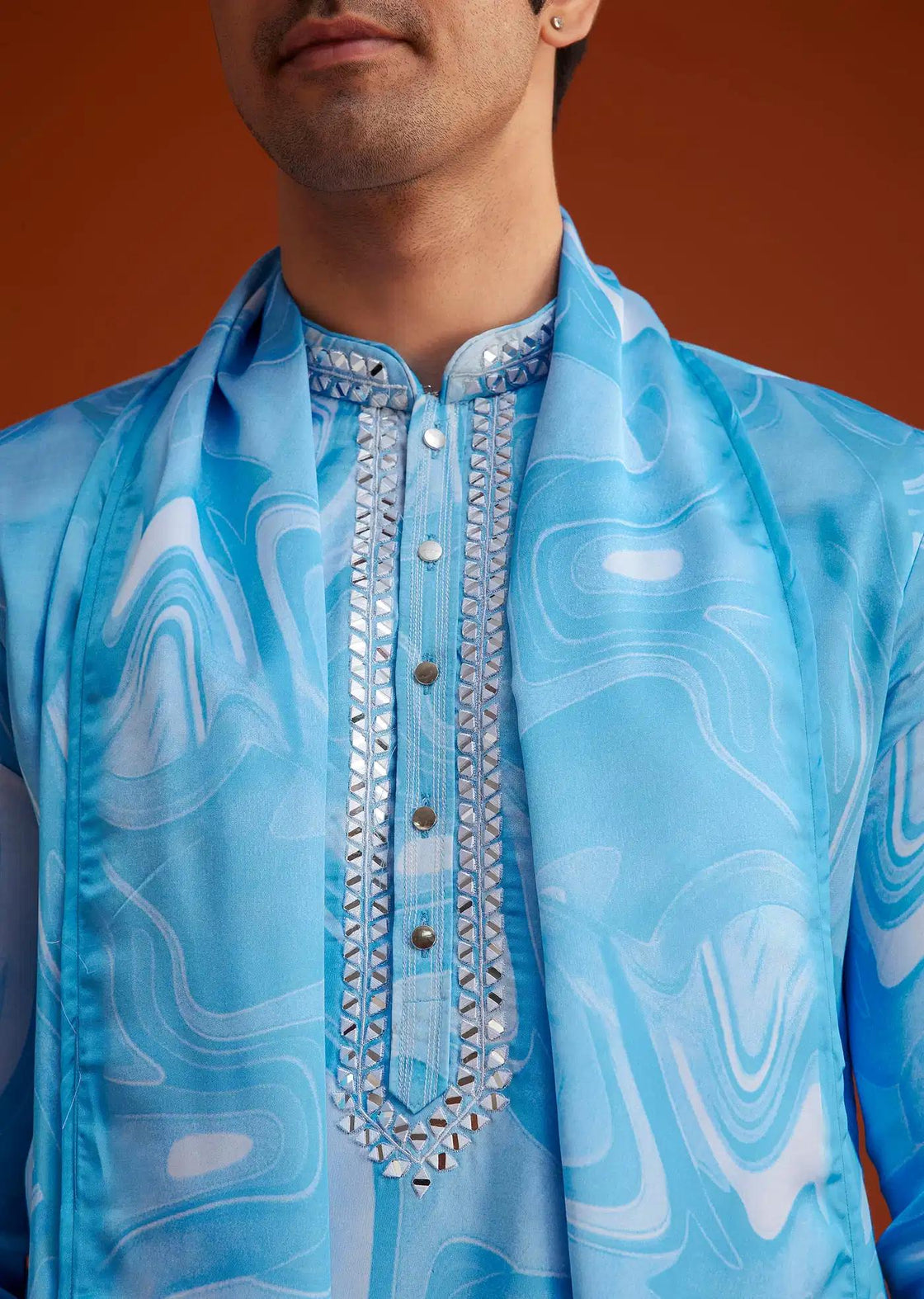 Blue Marble Printed Kurta Set Elegant Designer Kurta Sets
