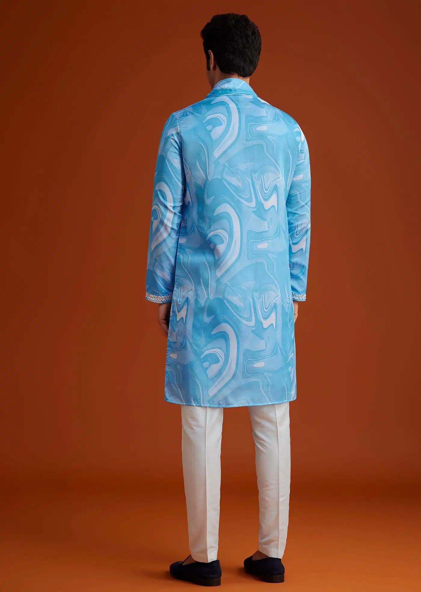 Blue Marble Printed Kurta Set Elegant Designer Kurta Sets