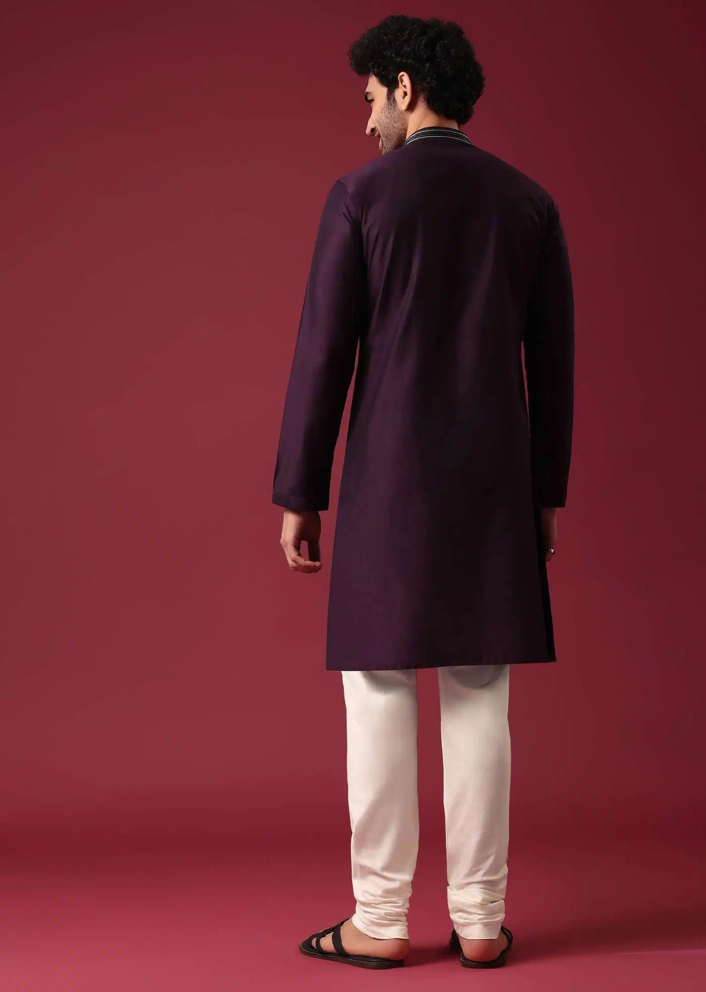 Blue Pintuck Colorblock Kurta Set In Silk Elegant Designer Kurta Sets