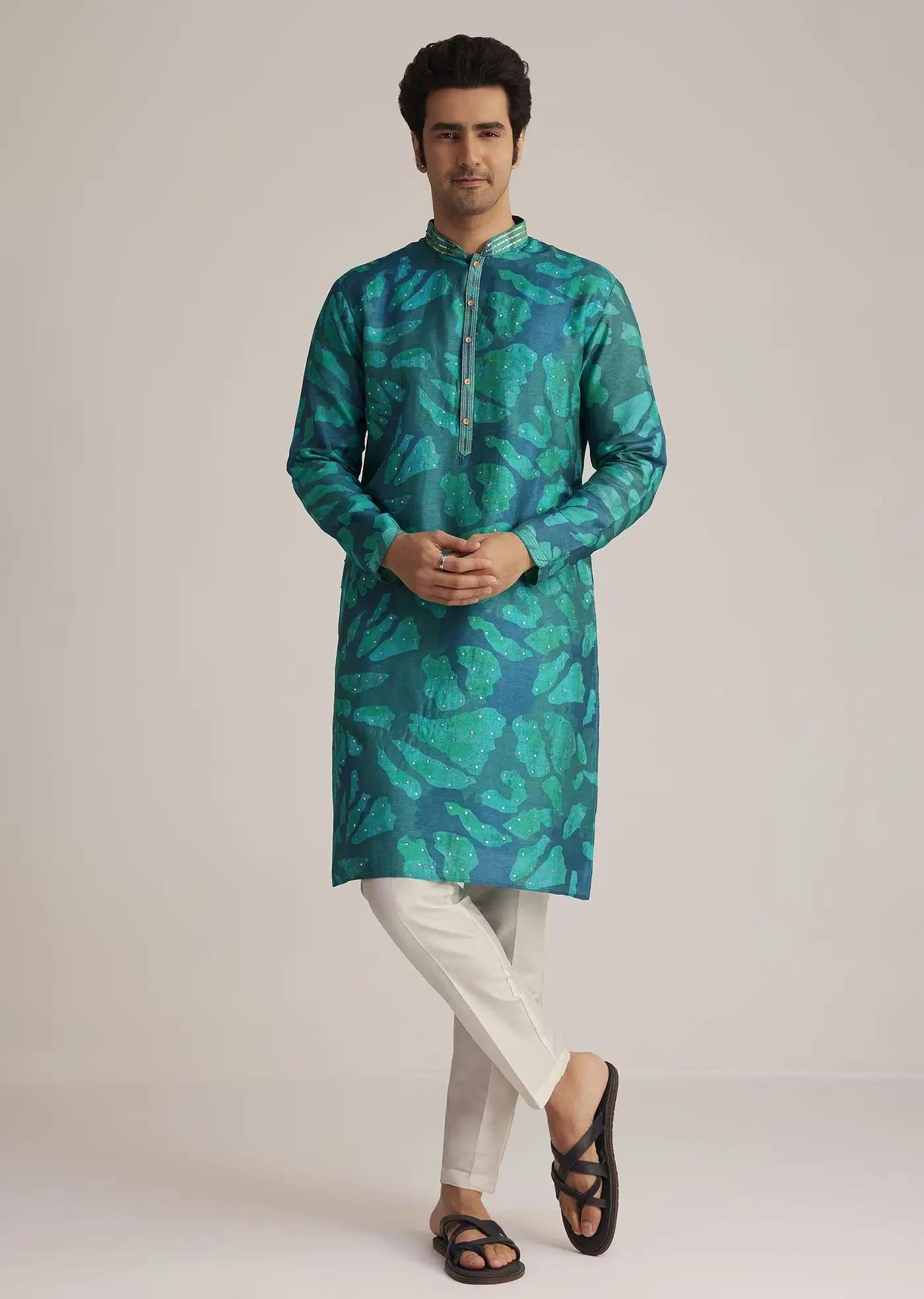 Bottle Green Printed Kurta Set Elegant Designer Kurta Sets