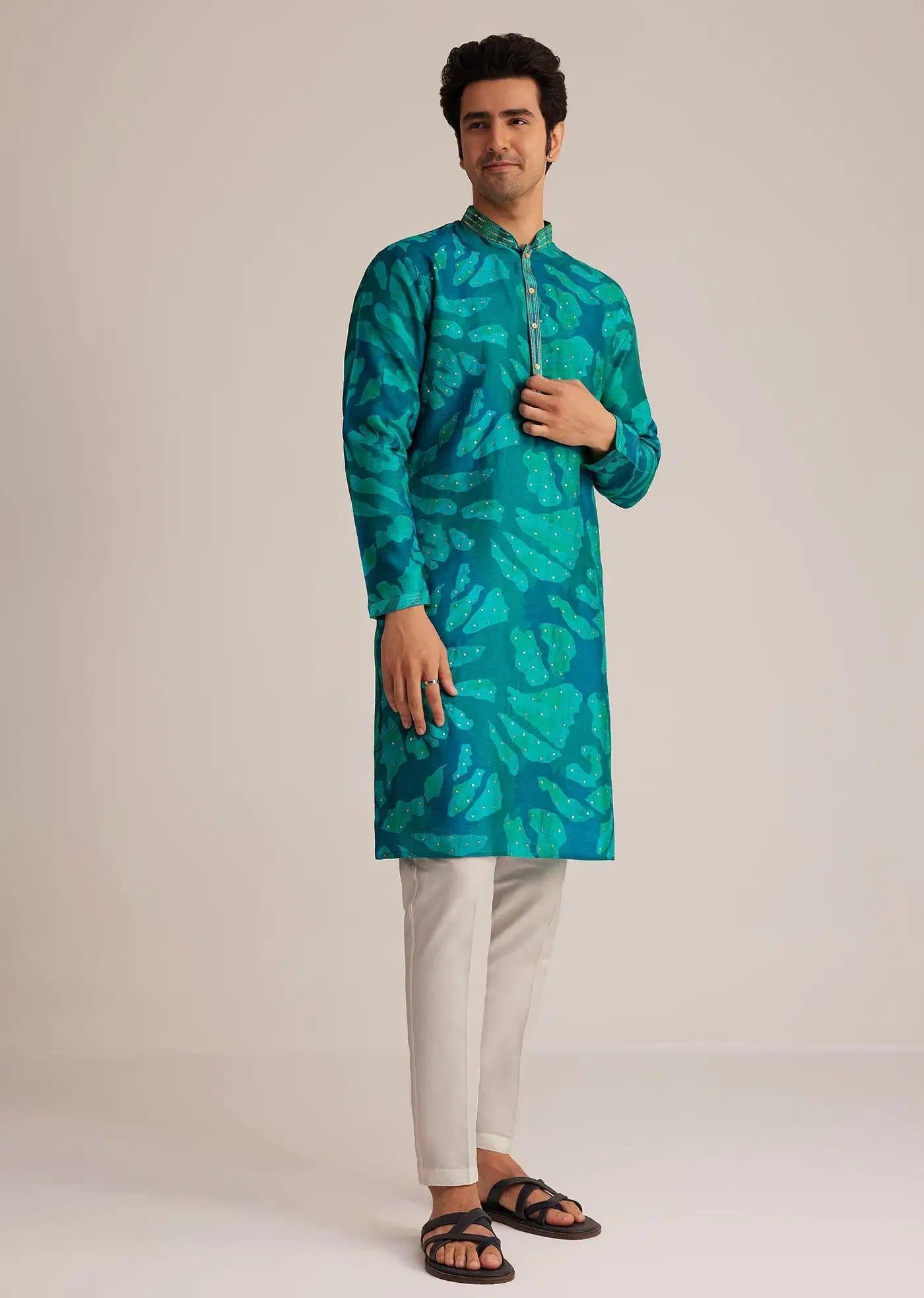 Bottle Green Printed Kurta Set Elegant Designer Kurta Sets