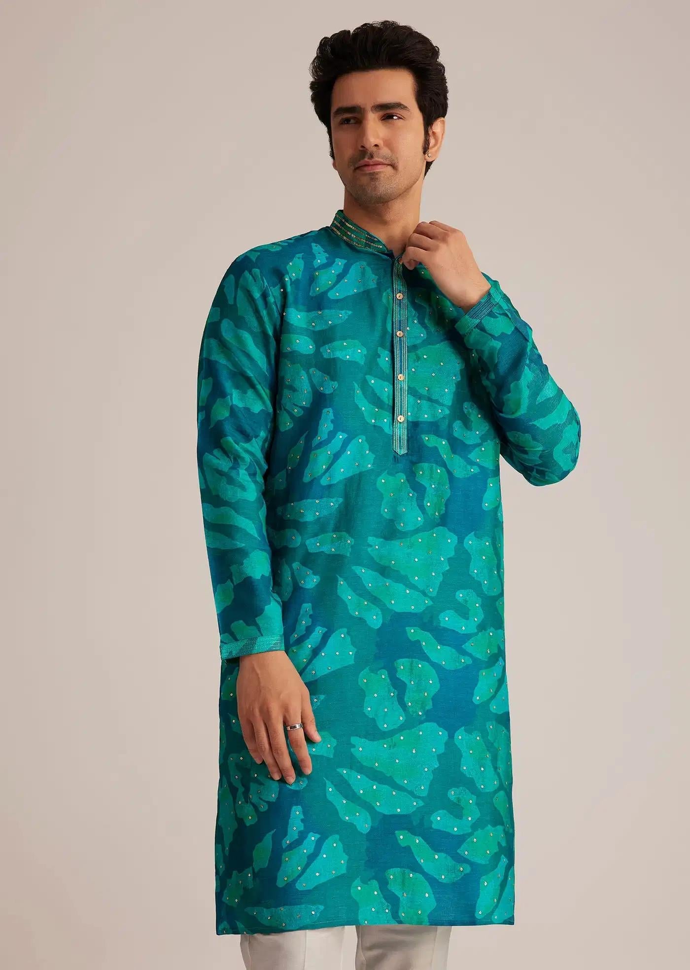 Bottle Green Printed Kurta Set Elegant Designer Kurta Sets