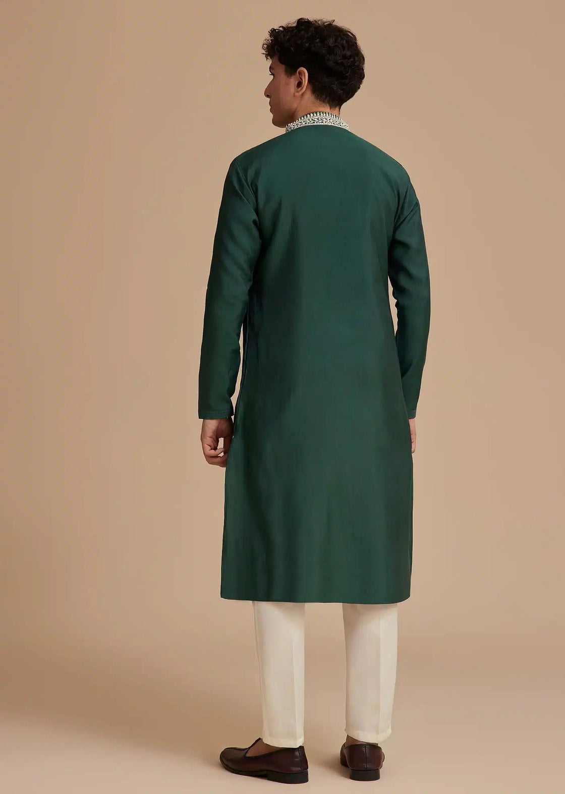 Bottle Green Silk Embroidered Kurta Elegant Designer Kurta Sets