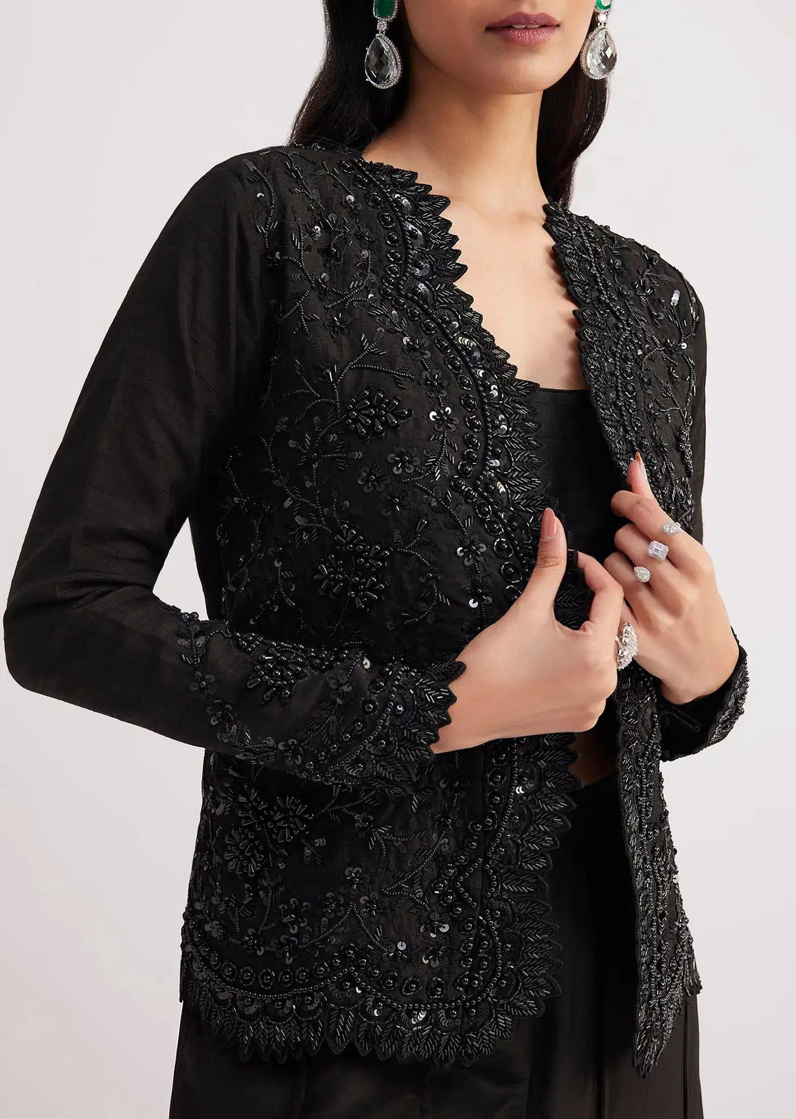 Flared Satin Palazzo With Minimal Black Croptop