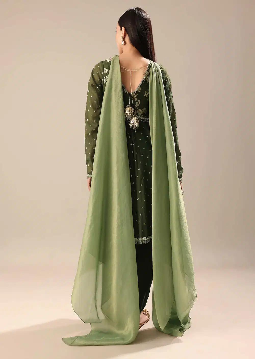 Green Chanderi Kurta Pant Ensemble Outfit