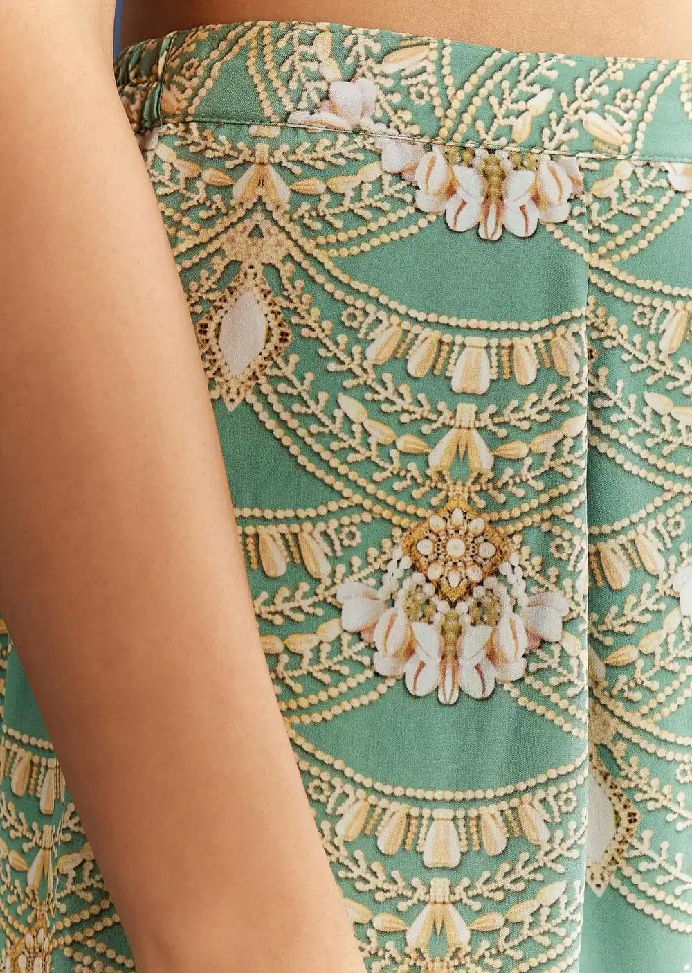 Light Aqua Green Crepe Printed Kurta Pant With Shell Tassels Outfit
