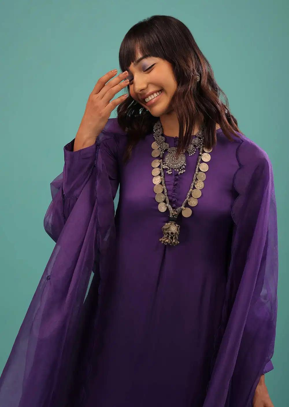 Mauve Purple A Line Suit Made With Bemberg Satin