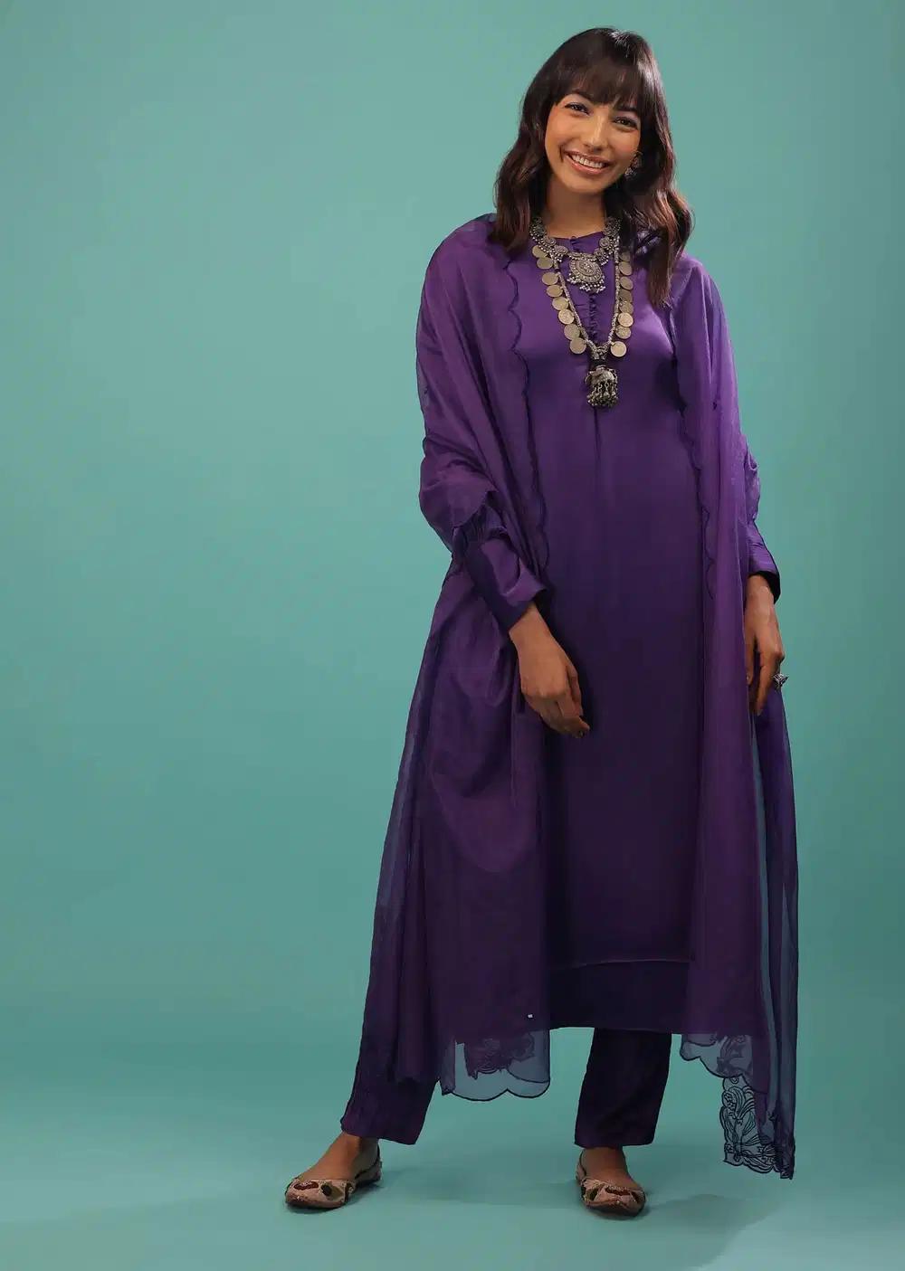 Mauve Purple A Line Suit Made With Bemberg Satin
