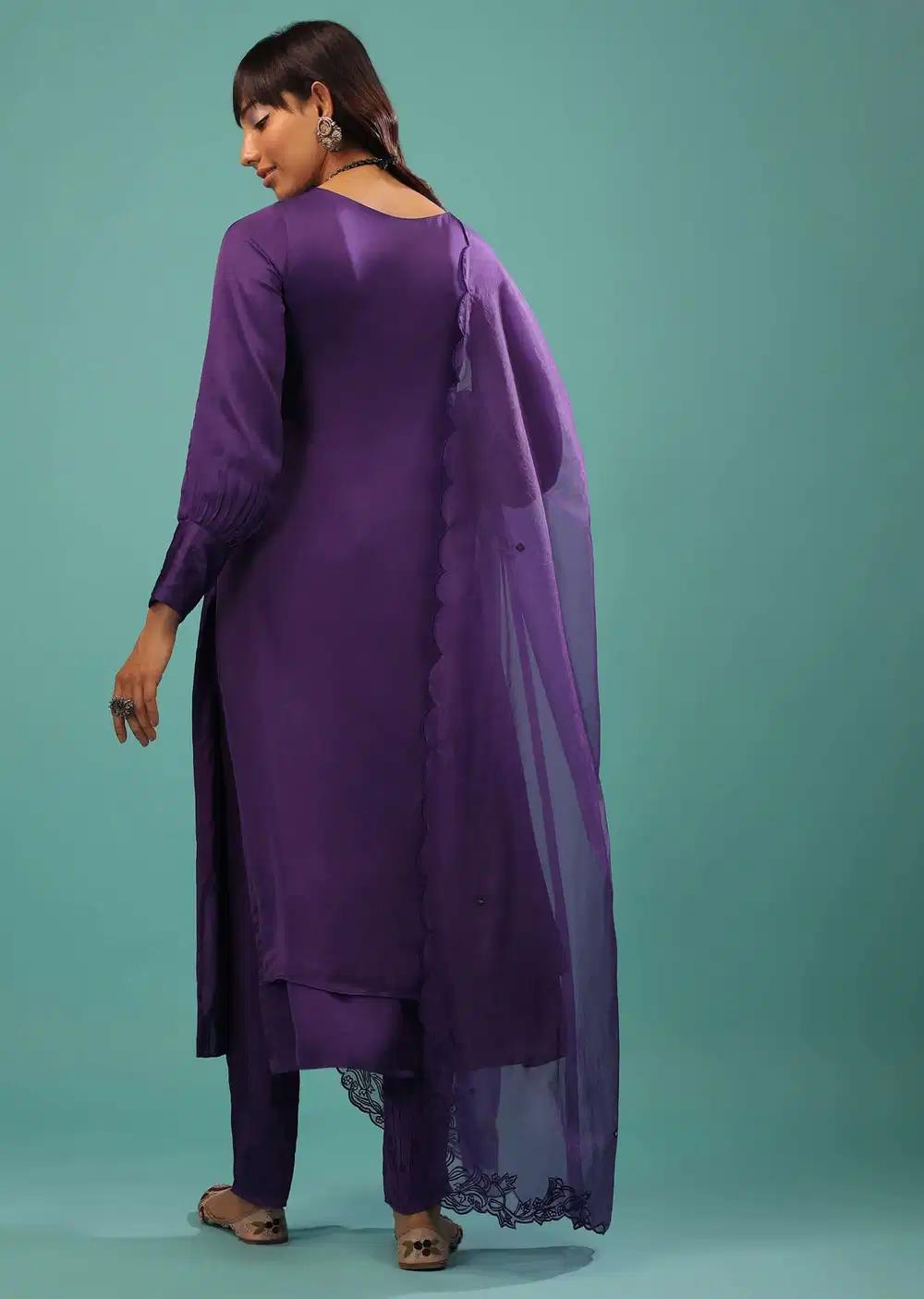 Mauve Purple A Line Suit Made With Bemberg Satin