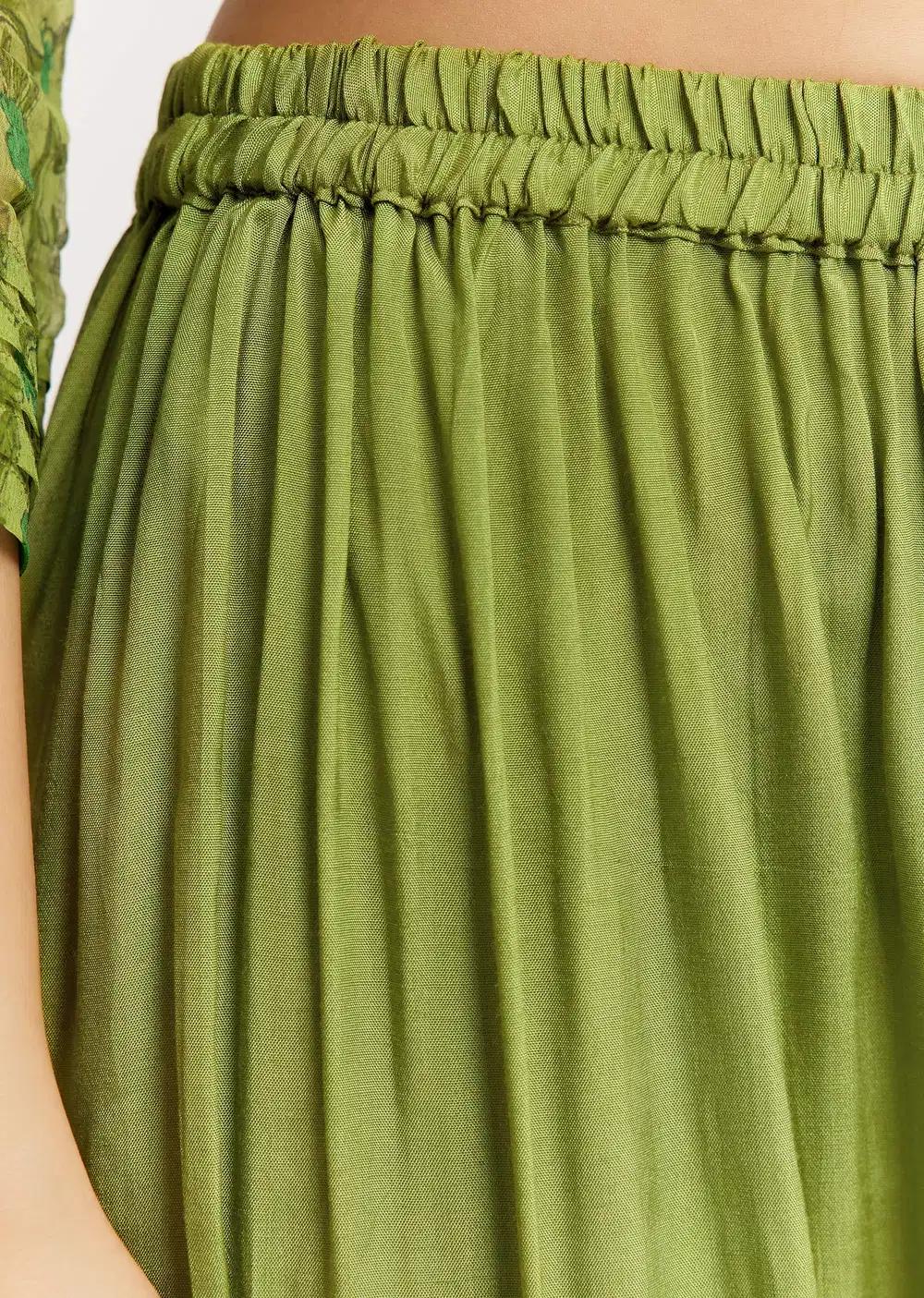 Parrot Green Floral Chiffon Anarkali Kurta Ensemble With Dupatta Outfit