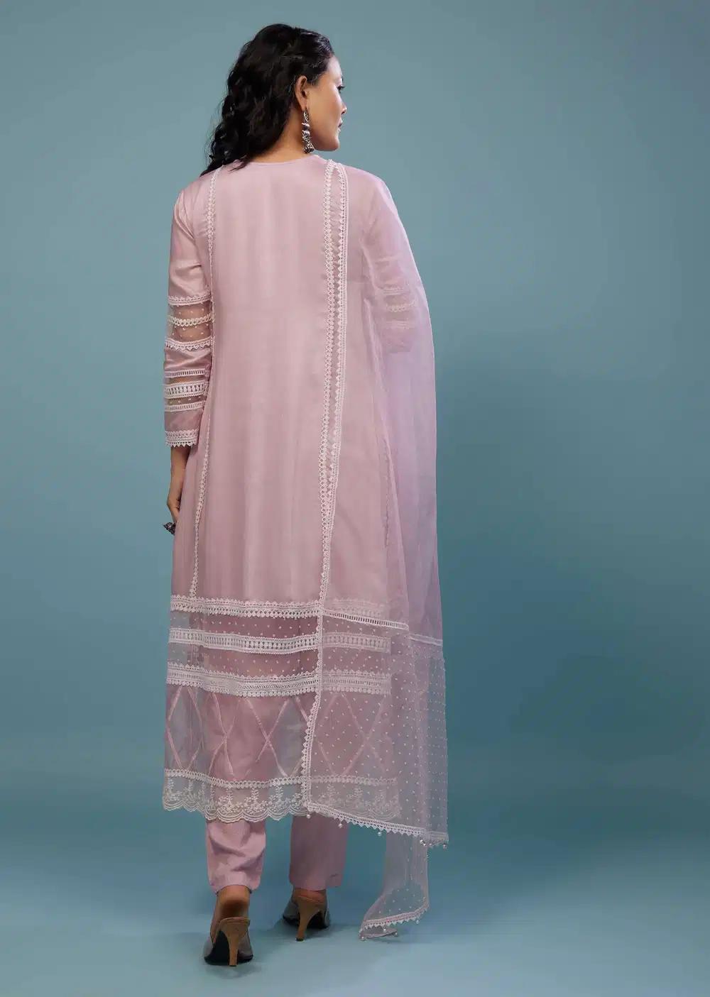 Petal Pink Pant Suit Ensemble In Viscose Silk