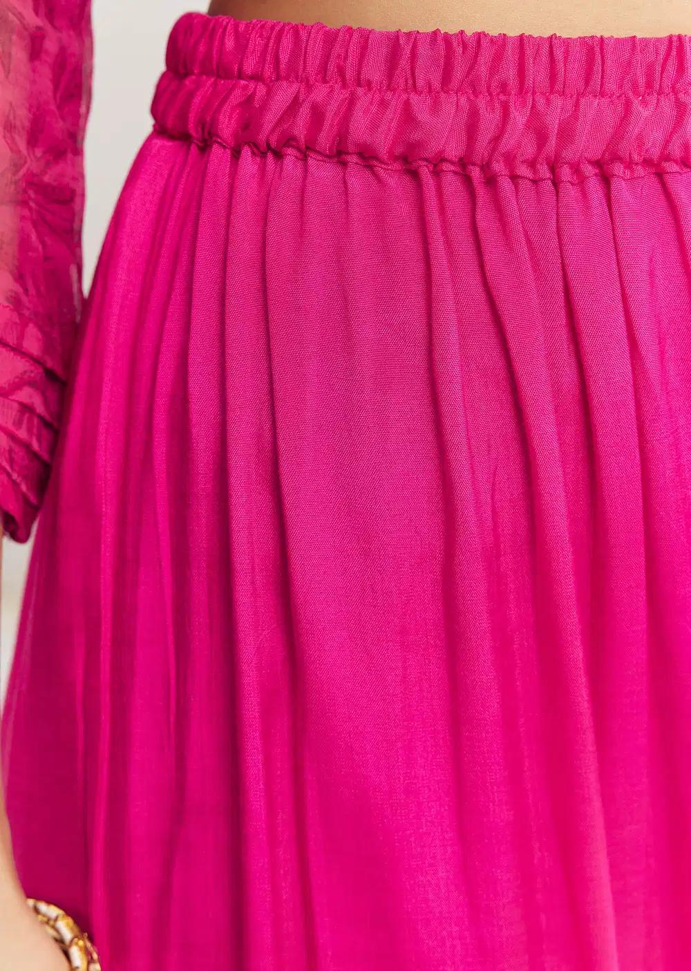 Pink Floral Chiffon Anarkali Kurta Ensemble With Dupatta Outfit