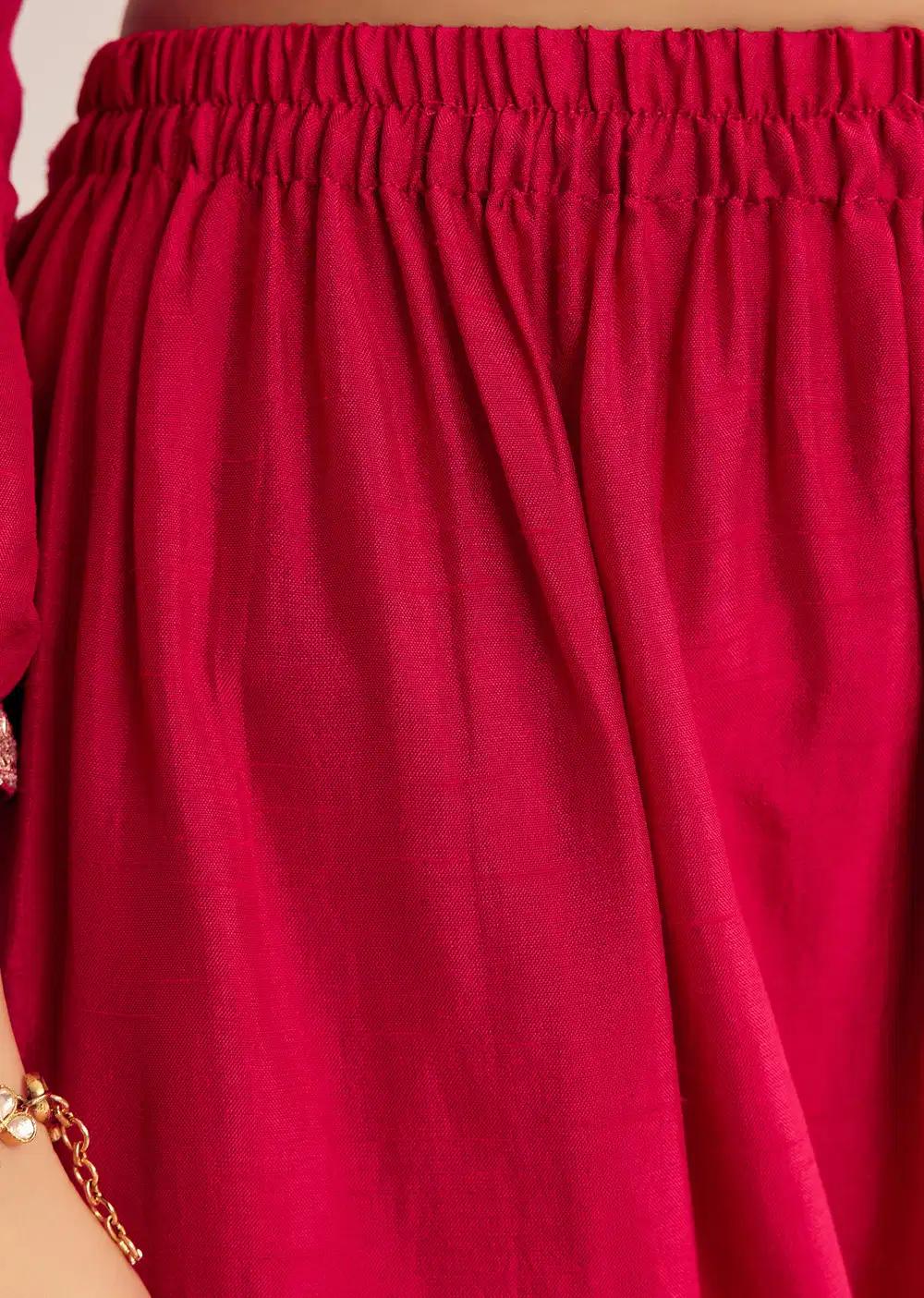 Pink Zardosi Work Dola Silk Kurta Pant With Organza Dupatta Outfit