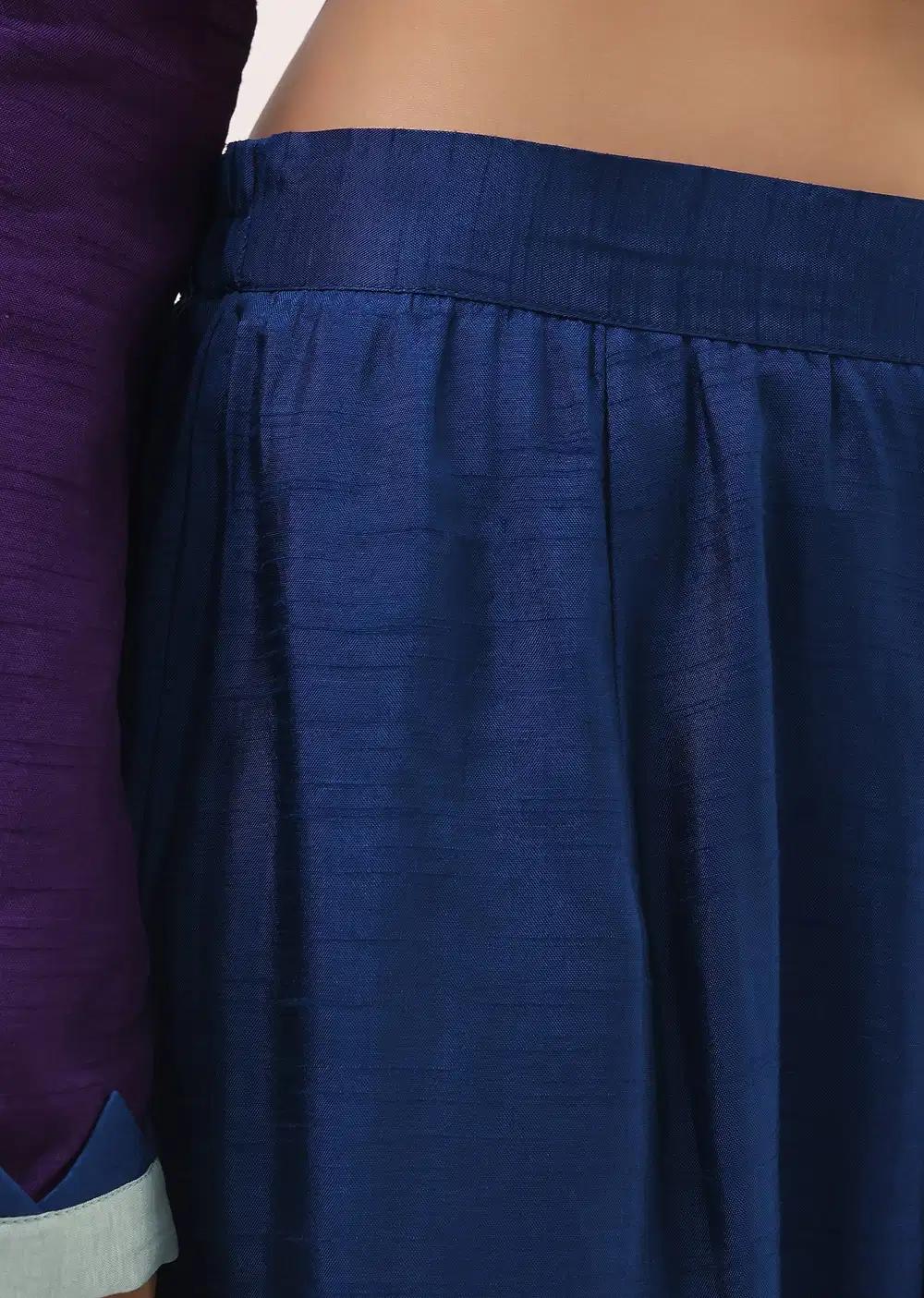 Purple And Blue Embroidered Kurta Pant Outfit