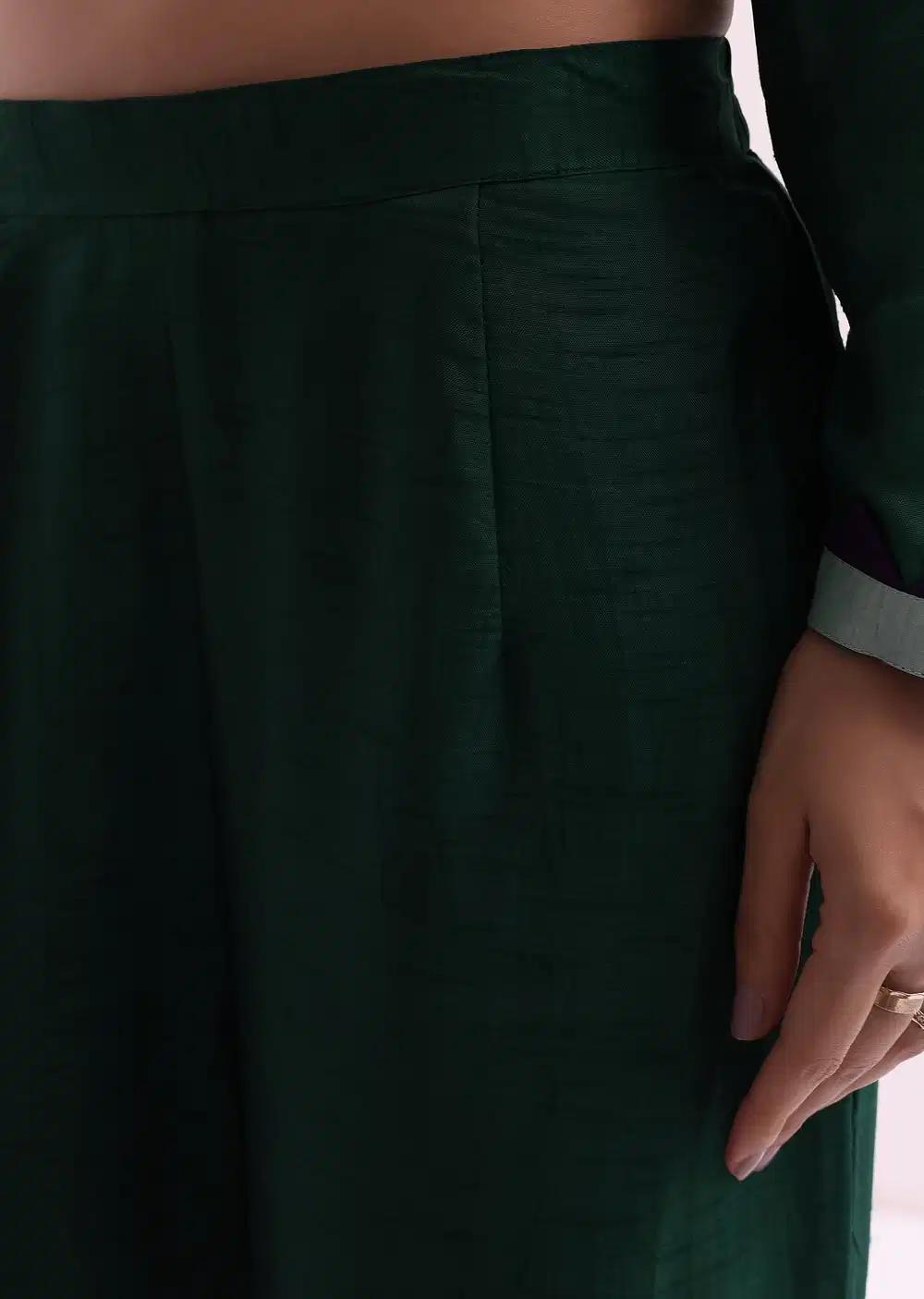 Purple And Green Embroidered Kurta Pant Outfit