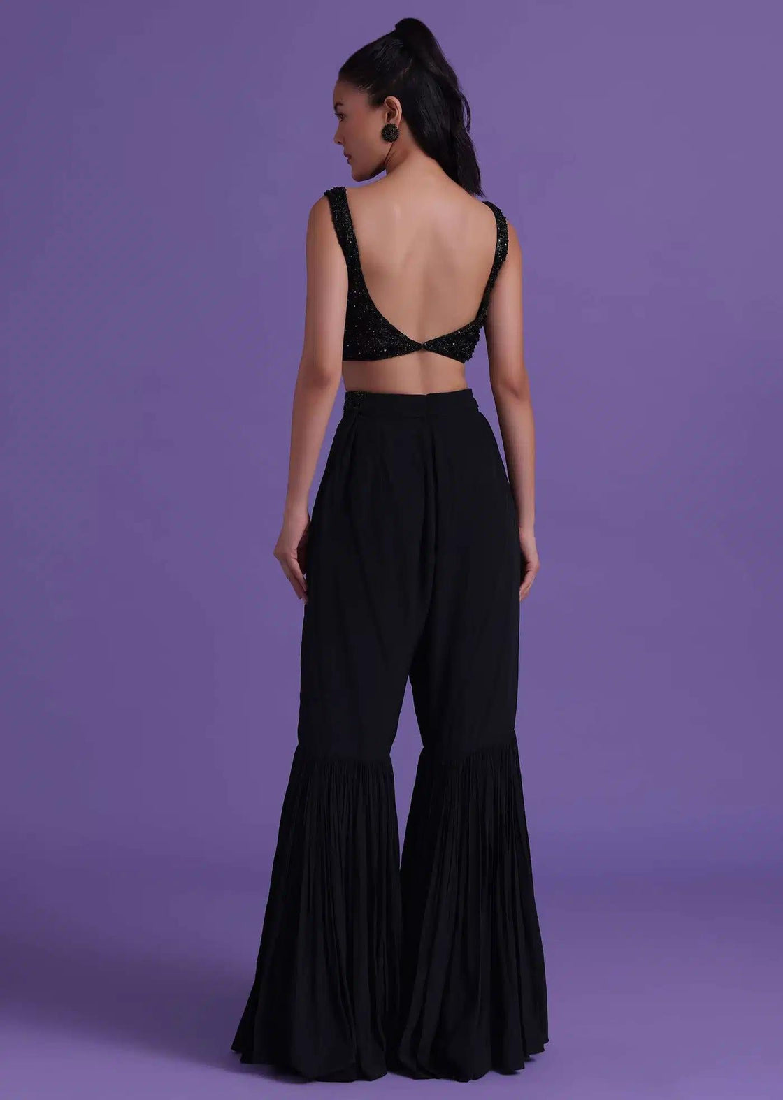 Sharara And Blouse With Cut Dana Embroidery And Satin Shrug