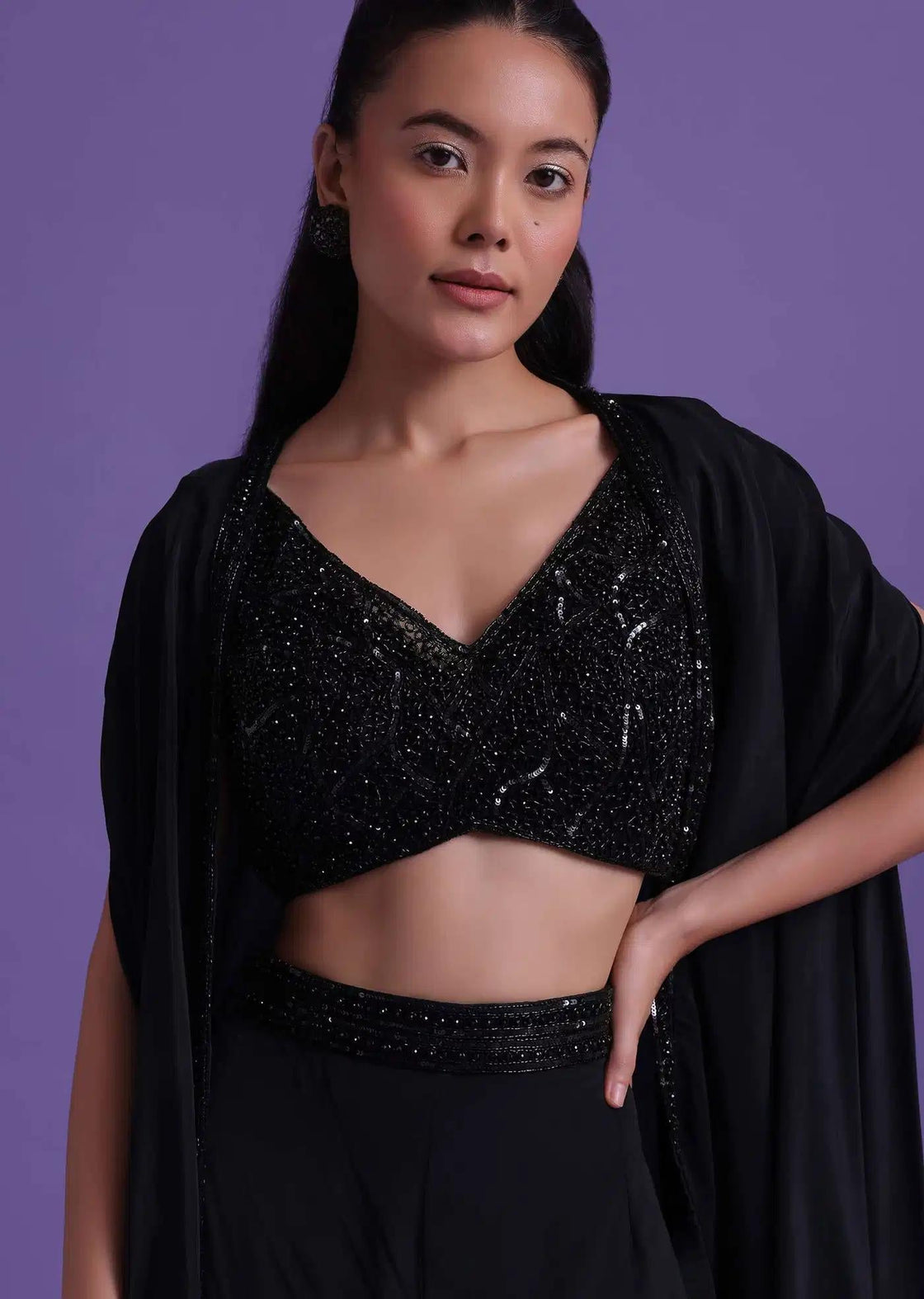 Sharara And Blouse With Cut Dana Embroidery And Satin Shrug