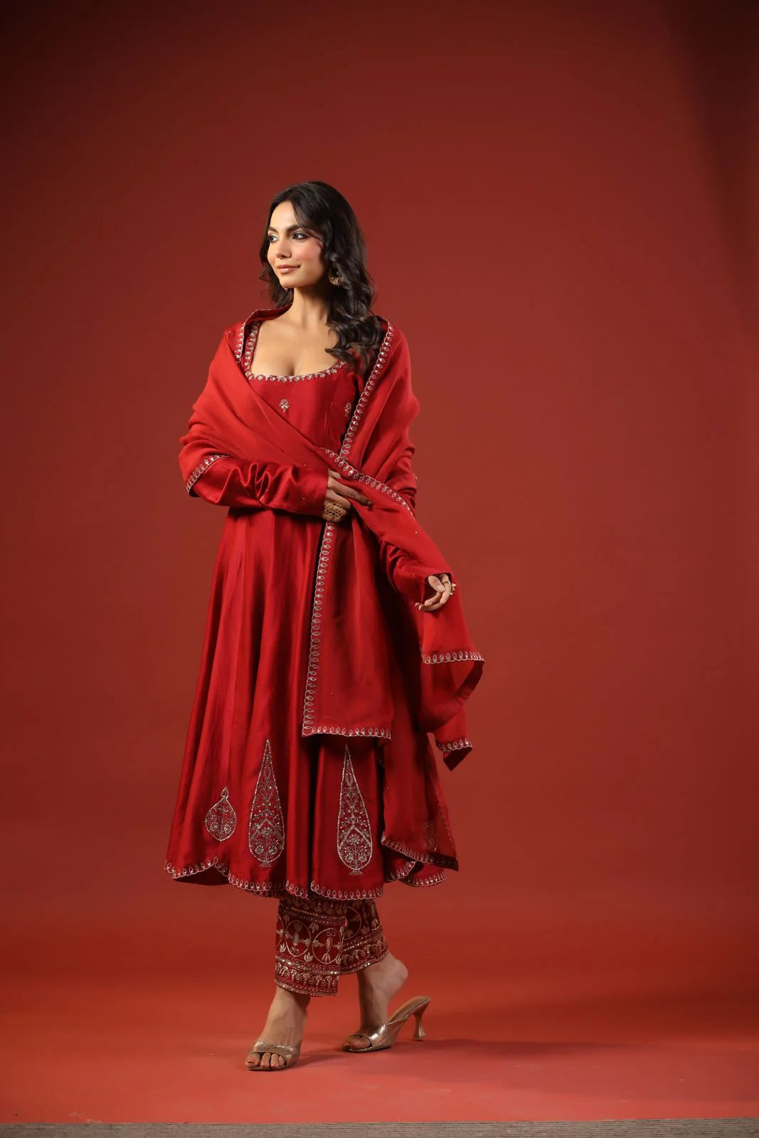 Rustic Red Anarkali Set